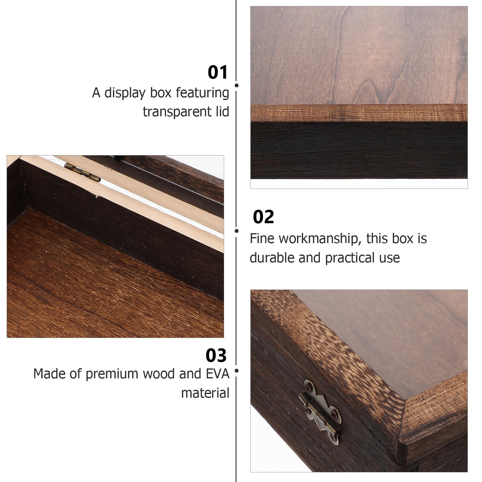 Vitrina de Madera Retro para Insectos y Colecciones Tapa Transparente y Cierre, Caja Compacta para Exhibición y Almacenaje de Muestras y Artesanías Estilo