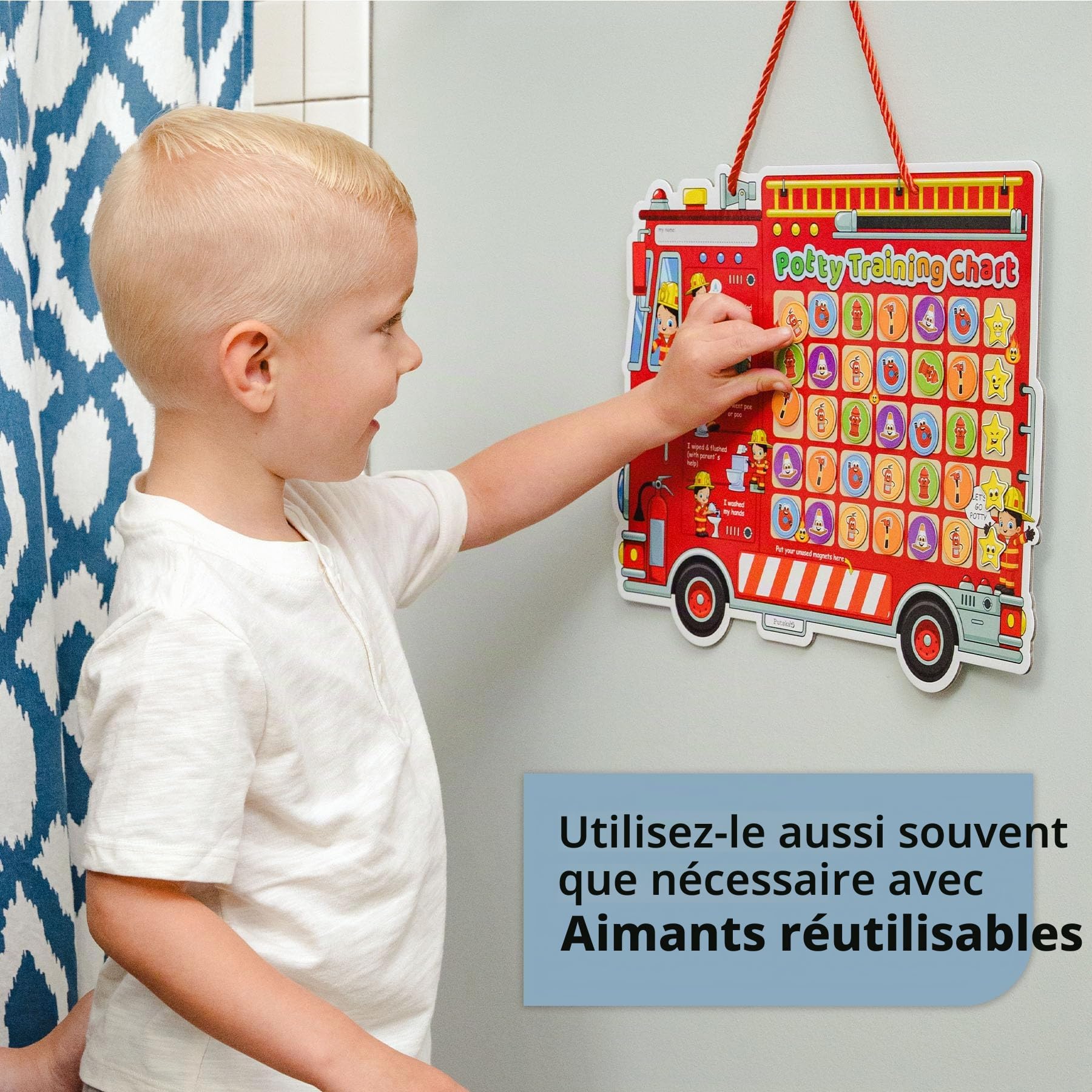 Tableau d'apprentissage de la propreté avec 35 autocollants, 3 autocollants de rappel et couronne pour les tout-petits garçons et filles – Récompenses d'apprentissage de la propreté pour enfants