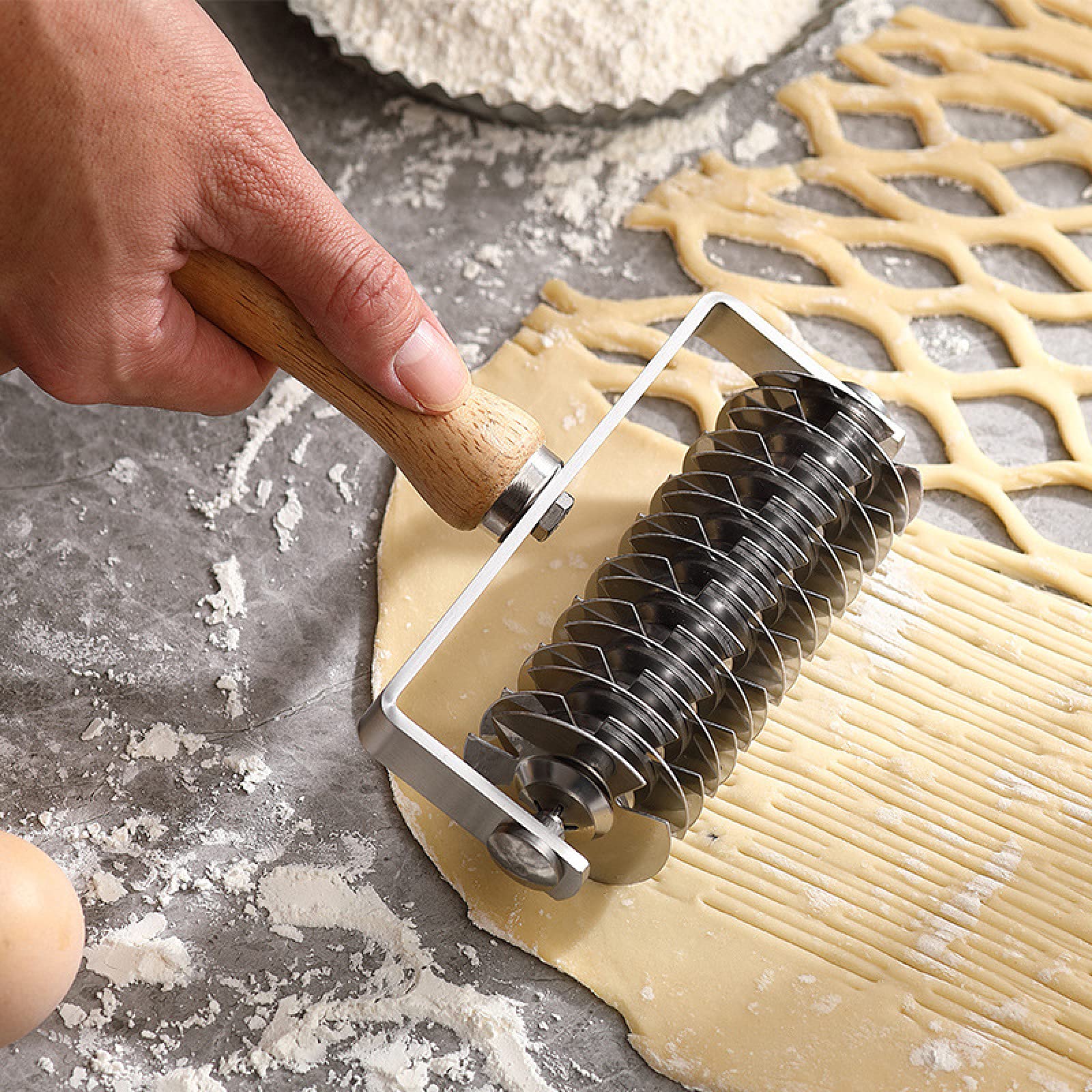 1pc Rouleau de Grille de Pâte, Rouleau à Pizza en Treillis, Coupe-Pâte