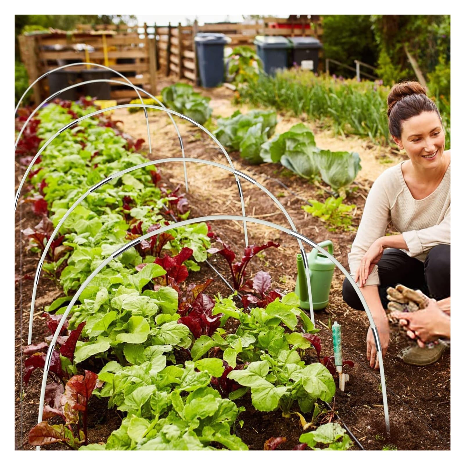 Archi per Serra Orto 30Pcs Garden Hoops for Netting Tunnel, Garden Hoops Greenhouse Frame Flexible Tunnel Arch Crop Protection Hoops for Raised Beds(18 PCS Set)
