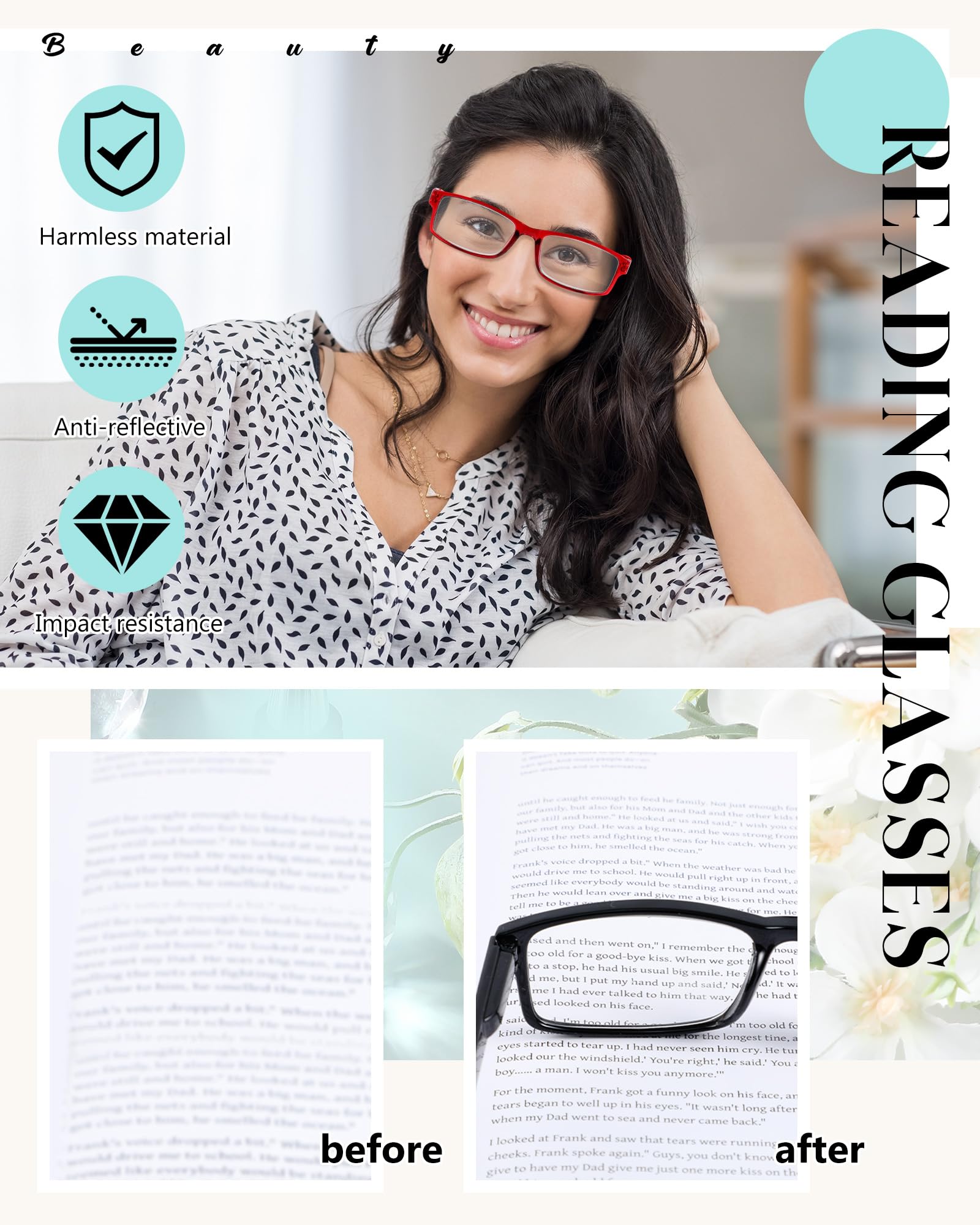 Umigy 24er-Pack Lesebrillen, Bulk Reading Gläser, für Herren, Damen, Lesebrille, Frühlingsgläser, leichte Eyebrille