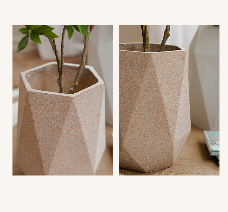 Amazon.co.jp: JUHAN ヘキサゴンプランター 高51cm ライトグレー 六