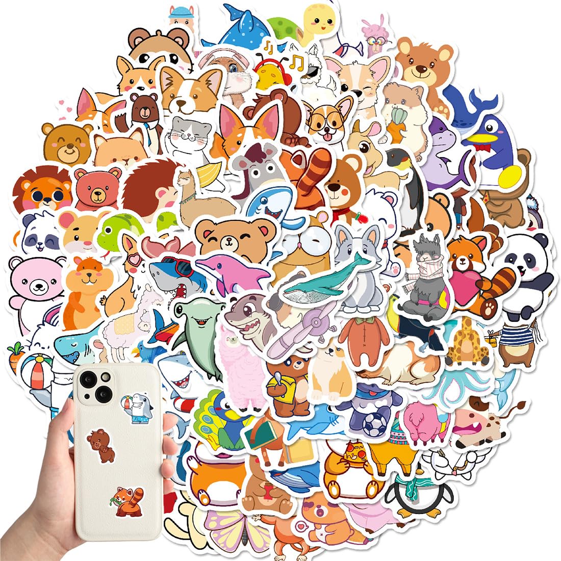 100 Stickers, Pegatinas Infantiles, Stickers Animales Kawaii Cute, Pegatinas Animales Para Niños, Stickers Decorativos Infantiles, Calcomanías Alegres, Para Ordenador Portátil, Laptop