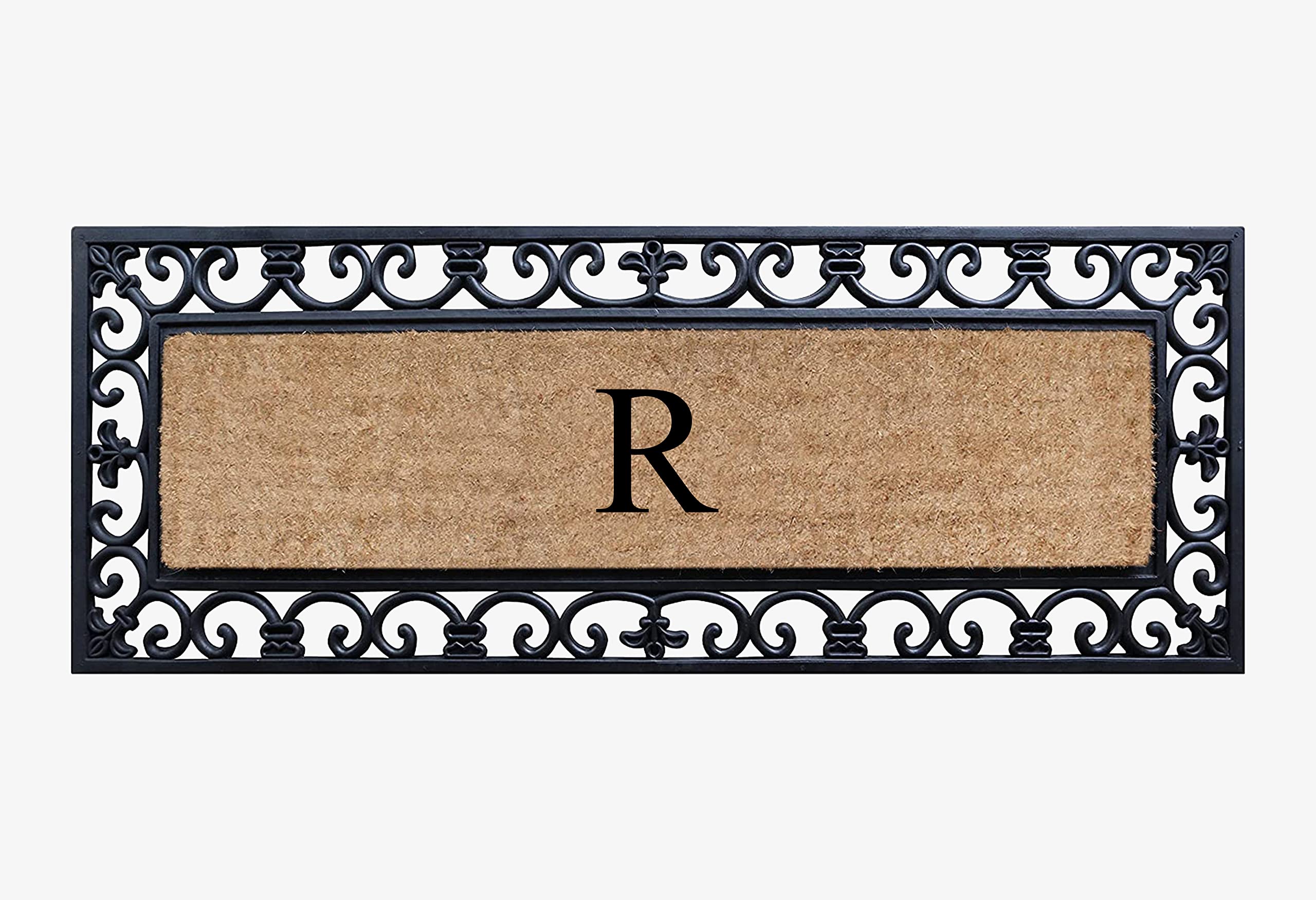 A1HC Natural Coir Monogrammed Door Mat For Front Door, 18"x48", Anti