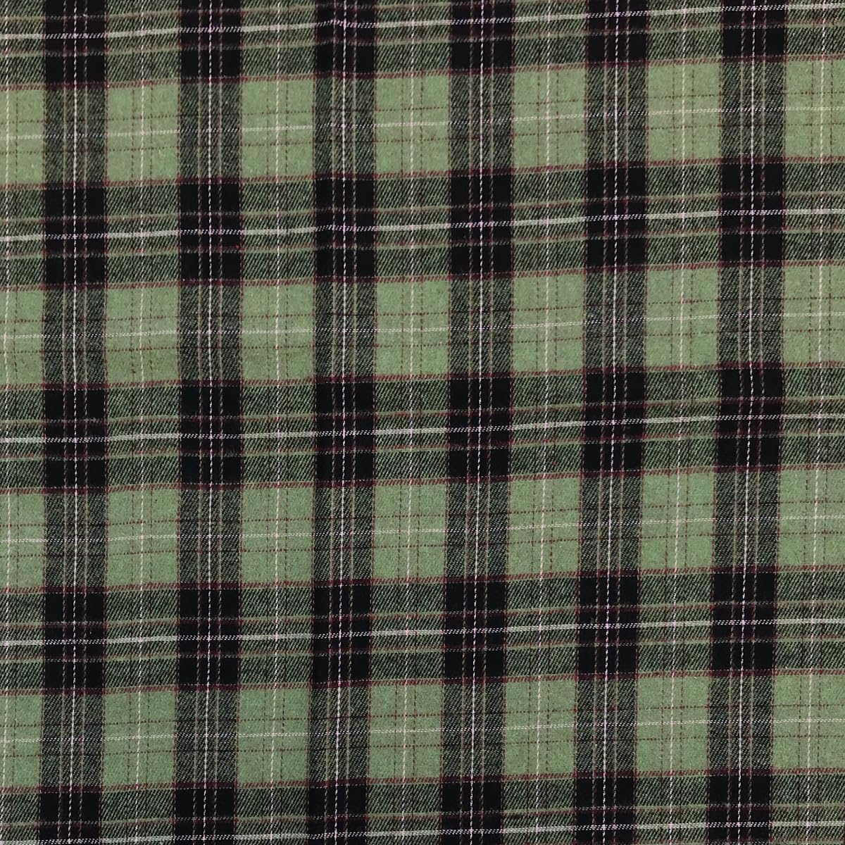57x108 Inch Green and Black Plaid Fabric Soft Brushed Cotton Blend Tartan for Apparel Curtain Table Cloth Picnic Sheet Christmas Holiday Décor