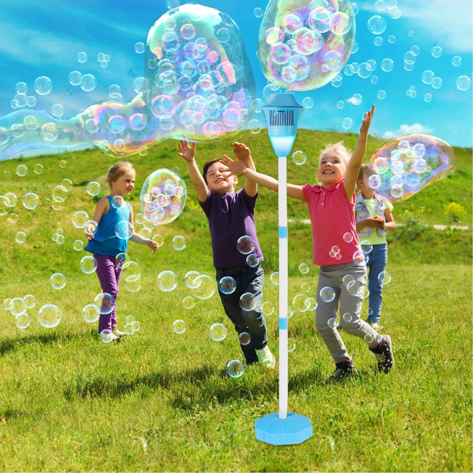 Standing Bubble Machine – Automatic Children’s Bubble Maker with LED Lights, Road Lamp Shape Design | Outdoor Fun Toy for Family Entertainment, Backyard Play, Neighborhood Parties — view 7