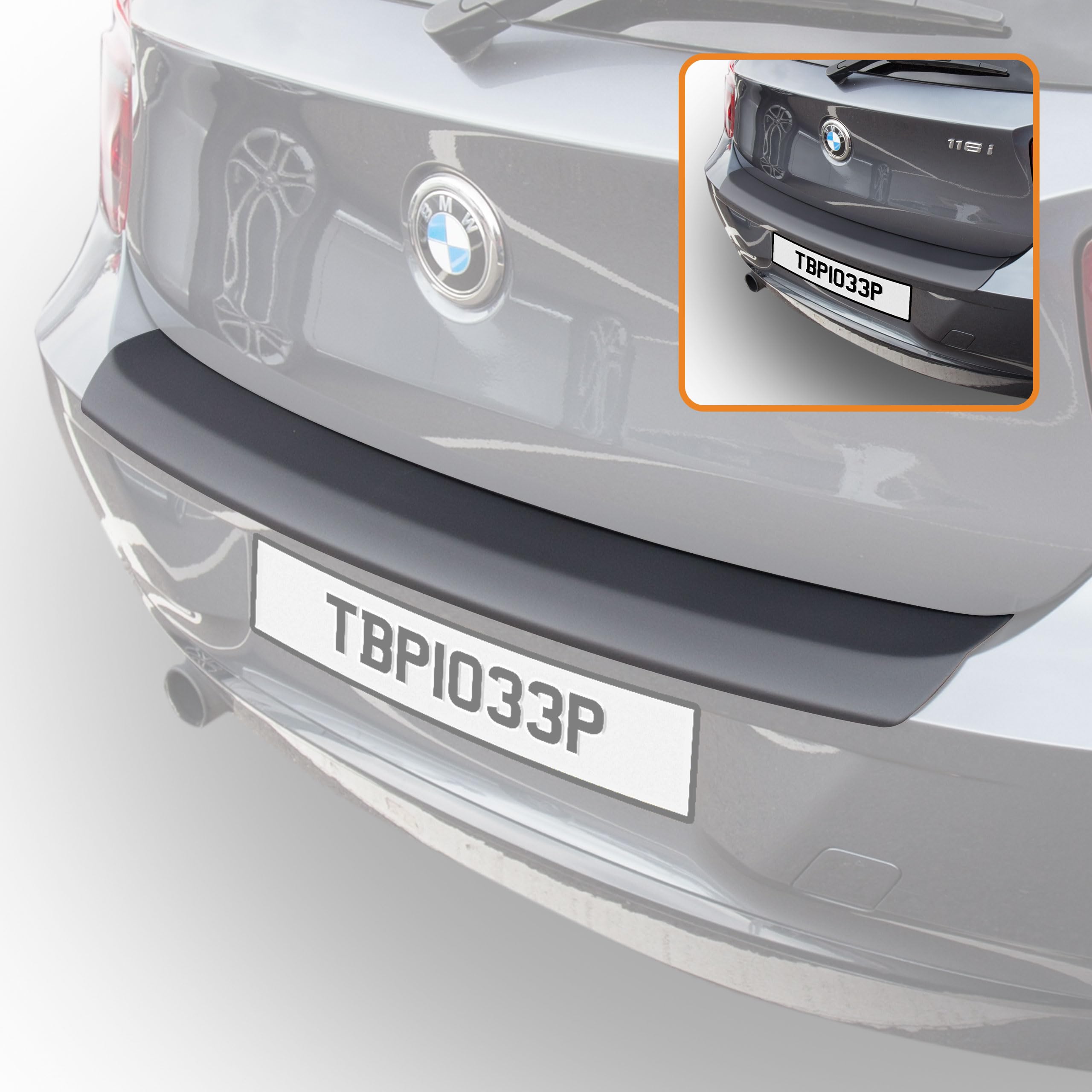 Travall Car Trunk Bumper Protector Compatible with BMW 1 Series Hatchback (2012-2015) - Vehicle-Specific Black Smooth Plastic Bumper Protection Against Scuffs and Scratches