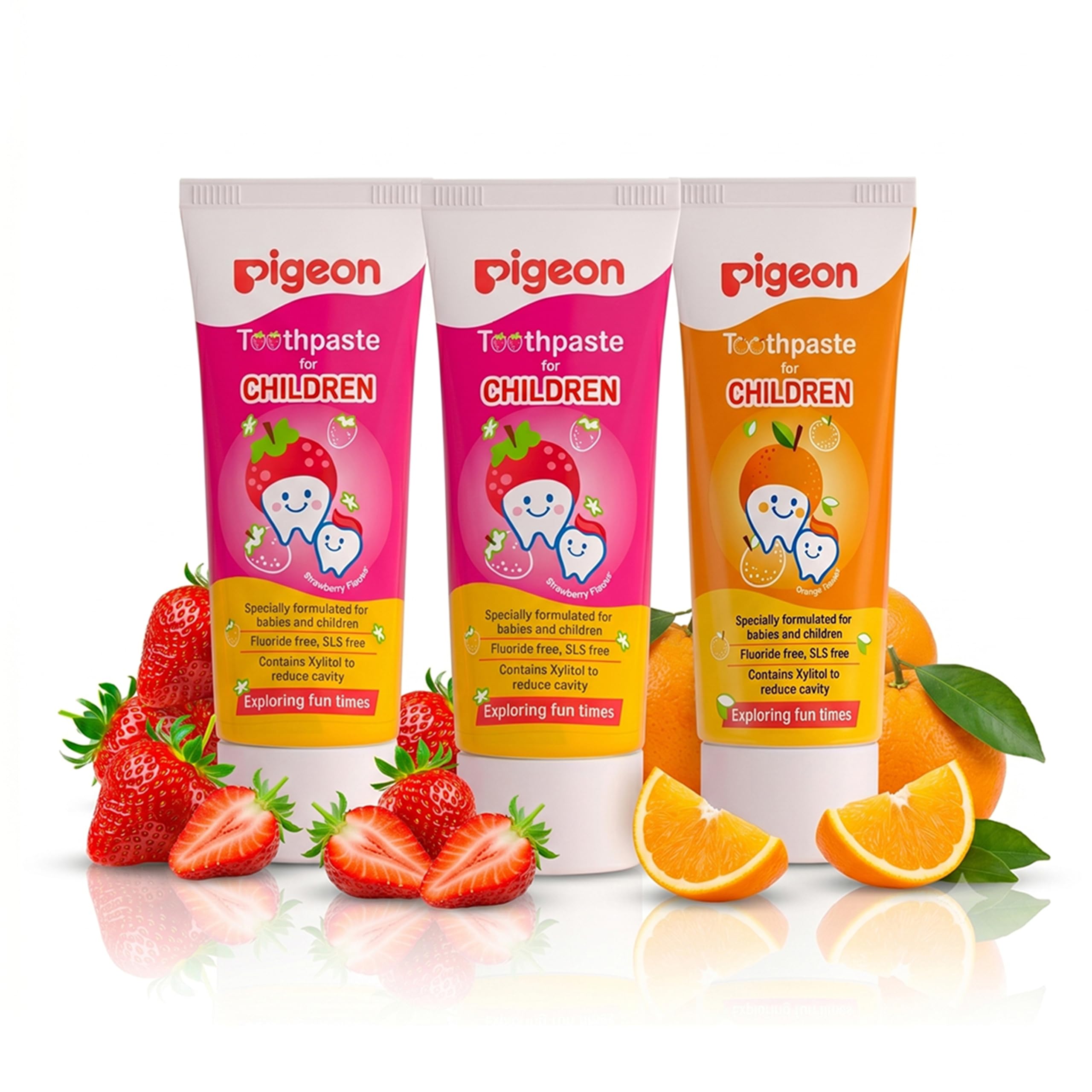Pigeon Apple & Orange Toothpaste, For Babies And Children,Fluroide -Free,Sls Free,Color Free,Paraben Free, Ph Friendly,Tripack,Pack Of 2 Apple ,Pack Of 1 Orange, 45 G,Pack Of 3, Deep Clean-image-33