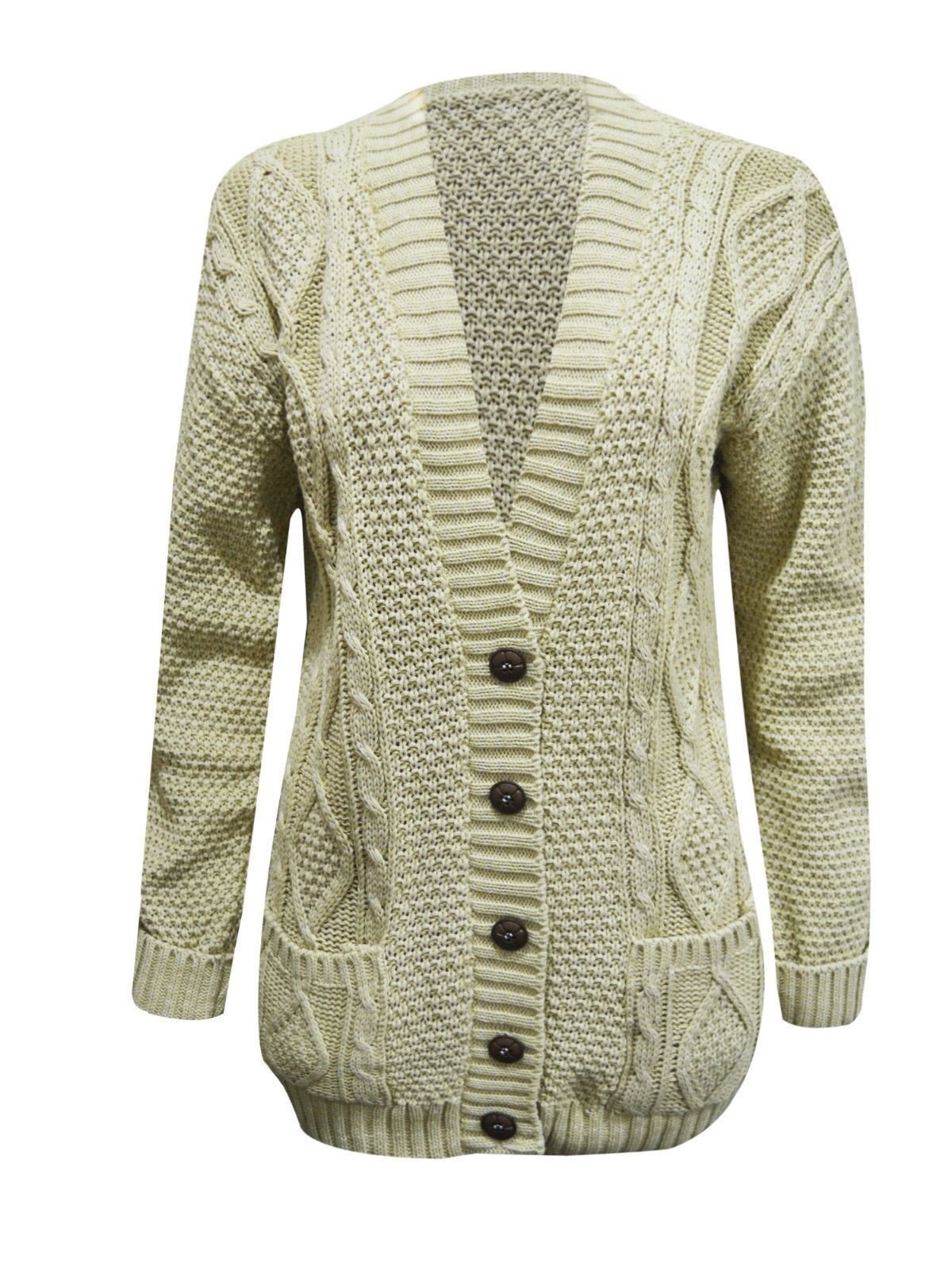 Hamishkane Women's Stone Hamishkane® Winter Chunky Cardigans For Uk, Warm Long Sleeve Jumpers, V-Neck Long Cardigan With Buttons Casual And Daily Knitwear Cardigans