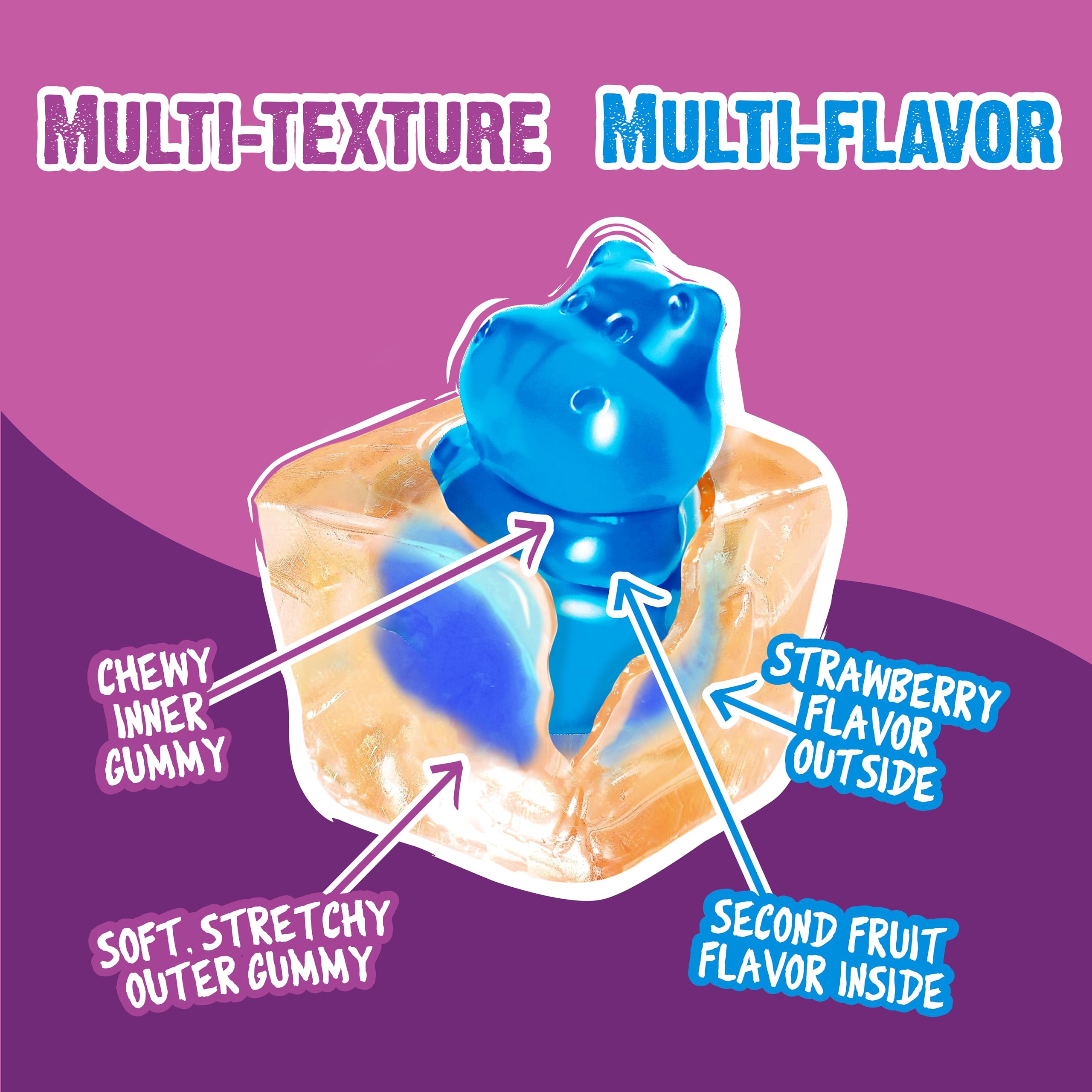 Juicy Drop Mystery Gummy Candy Cubes in Wild Berry Flavor, 3.5oz, Peelable Strawberry Gummy Cube with Mystery Animal Inside, Fruity Flavors, Interactive 2-in-1 Treat, Sweets, Fun Candy & Kids Prizes