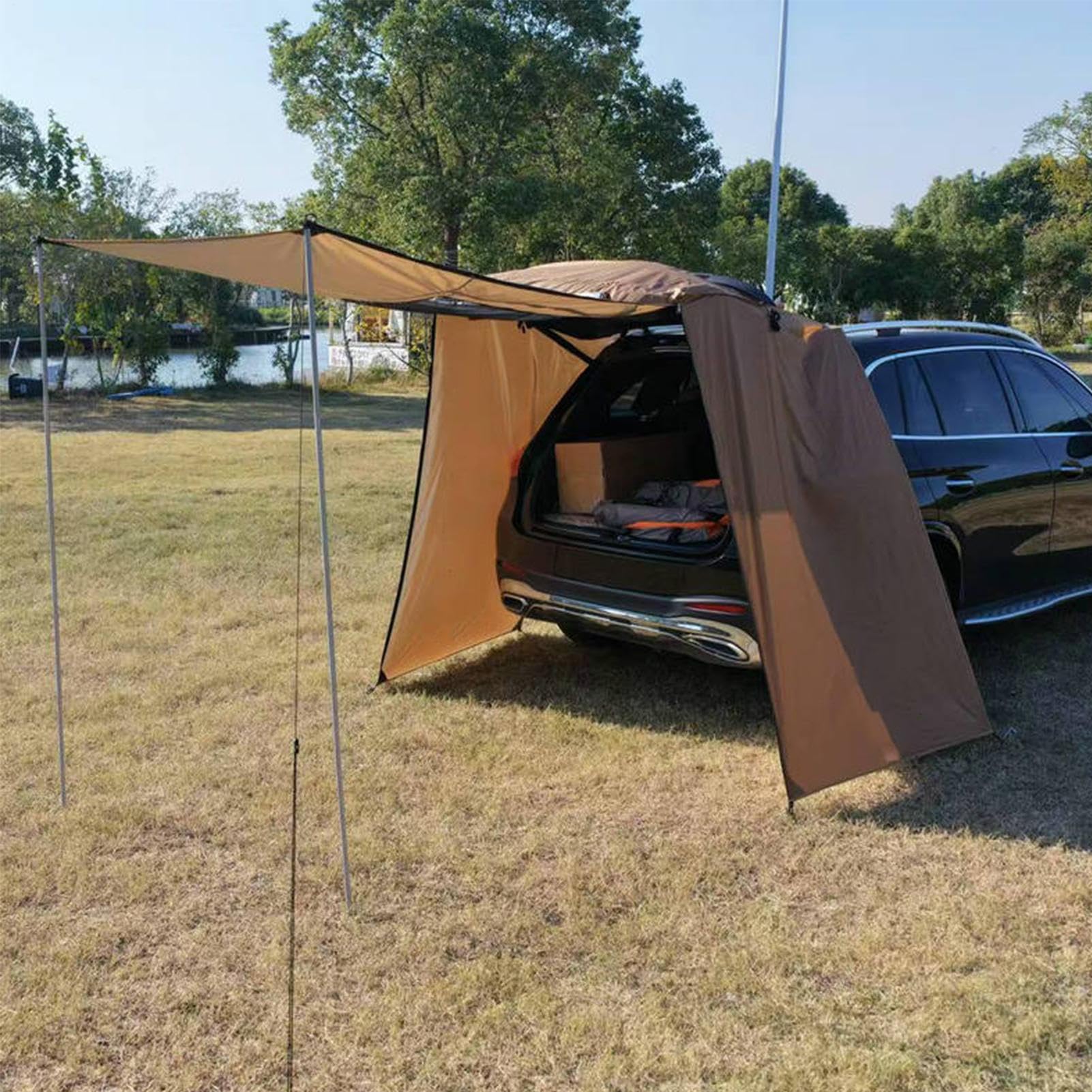 Tente de Camping pour Voiture, Portable Réglable Imperméable Coupe-Vent, Auvent extérieur de SUV pour Camping, Automobile Berline Van Aventure Pêche Randonnée Pique-Nique Voyage