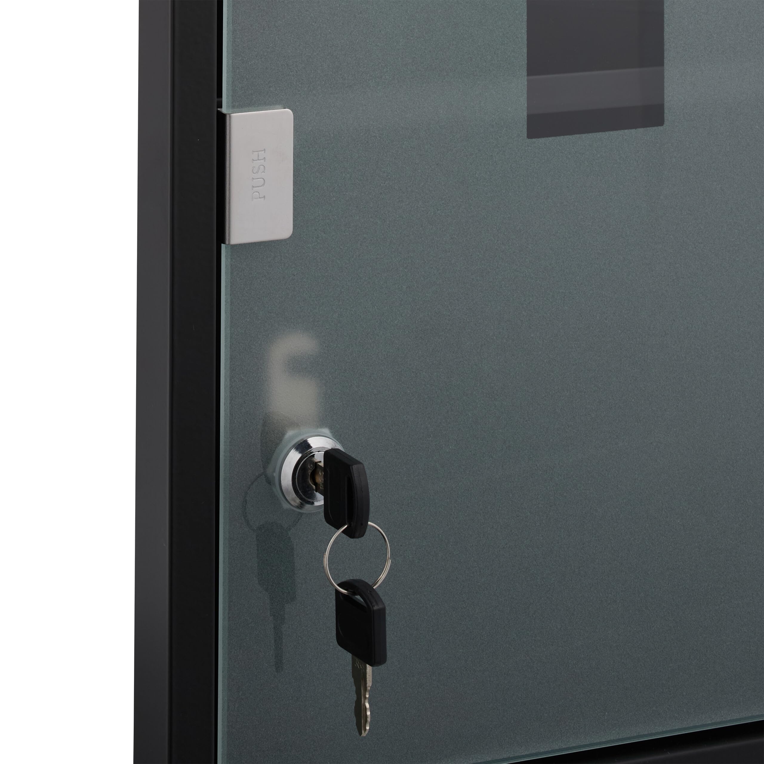 Relaxdays Armadietto Pronto Soccorso per Medicinali, Cassetta Medicine con Chiave, 3 Scomparti, HLP: 45x30x17,5 cm, Nero