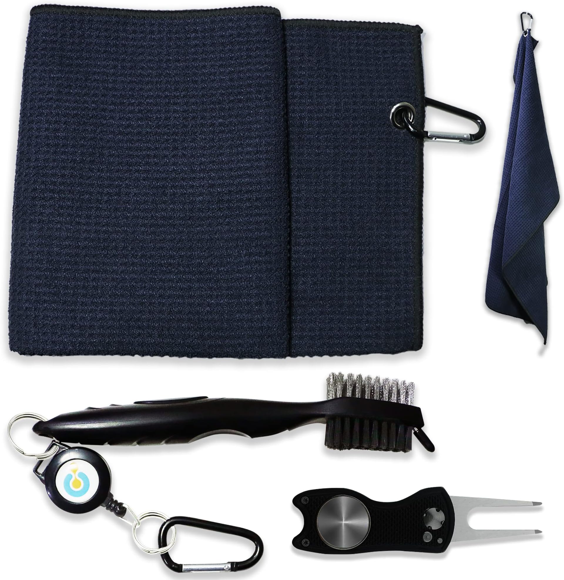 COALITYCOALITY Golf Towels - Waffle Pattern Microfiber Golf Towel and Golf Brush, a Handy Golf Club Cleaning Kit for All Golfer Men & Women