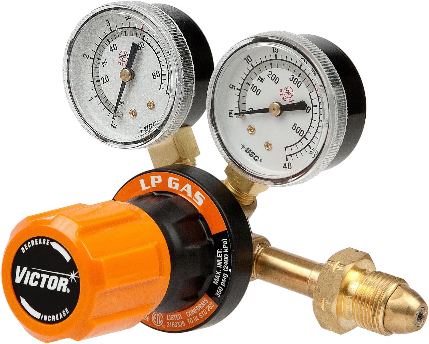 Victor Technologies 0781-9410 G250-60-510LP Medium Duty Single Stage L.P. Gas Regulator, 60 psig Delivery Range, CGA 510 Inlet Connection