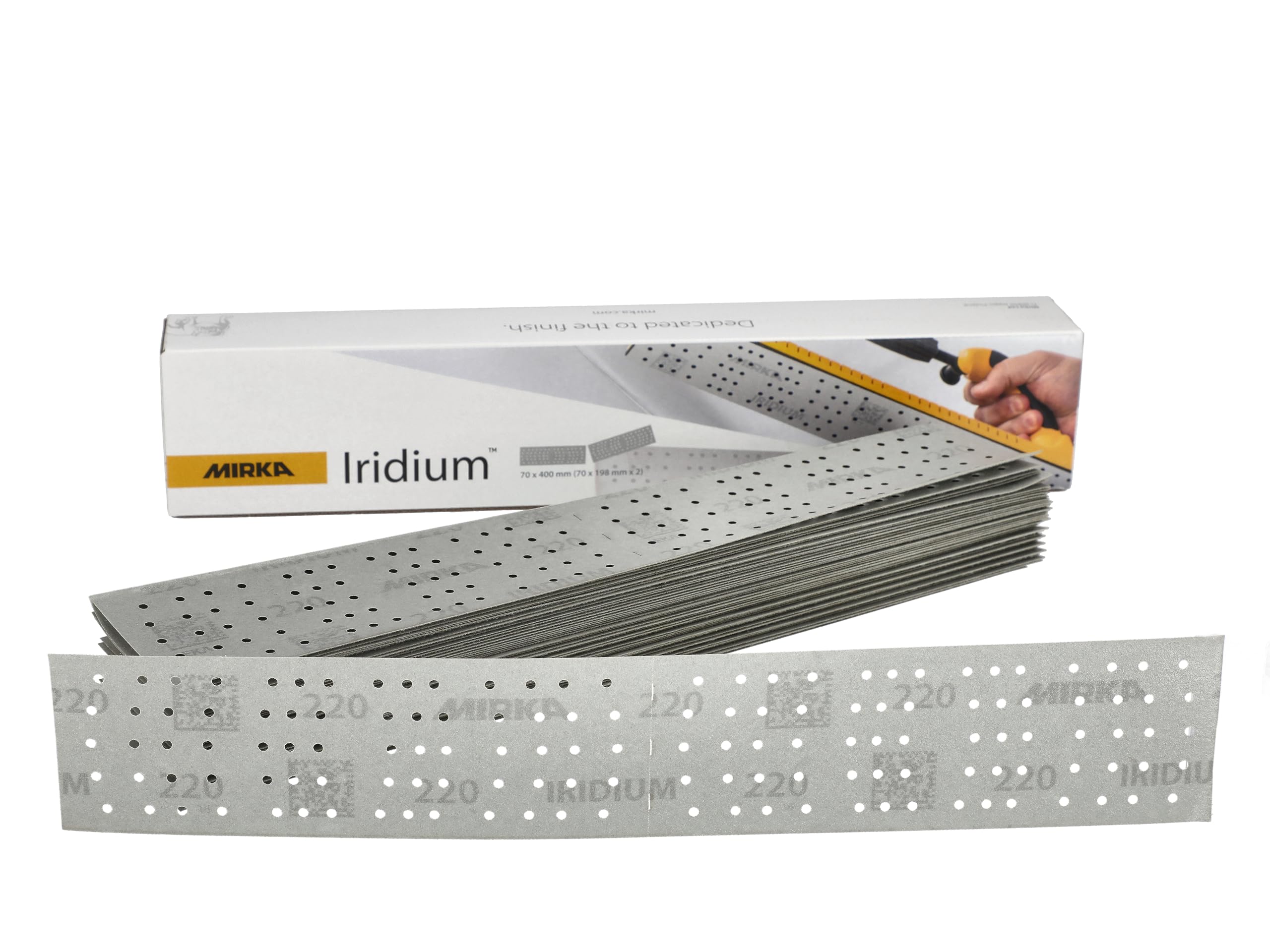Mirka Iridium Premium Sandpaper 70x400mm Grit 220 50 pcs Hook & Loop