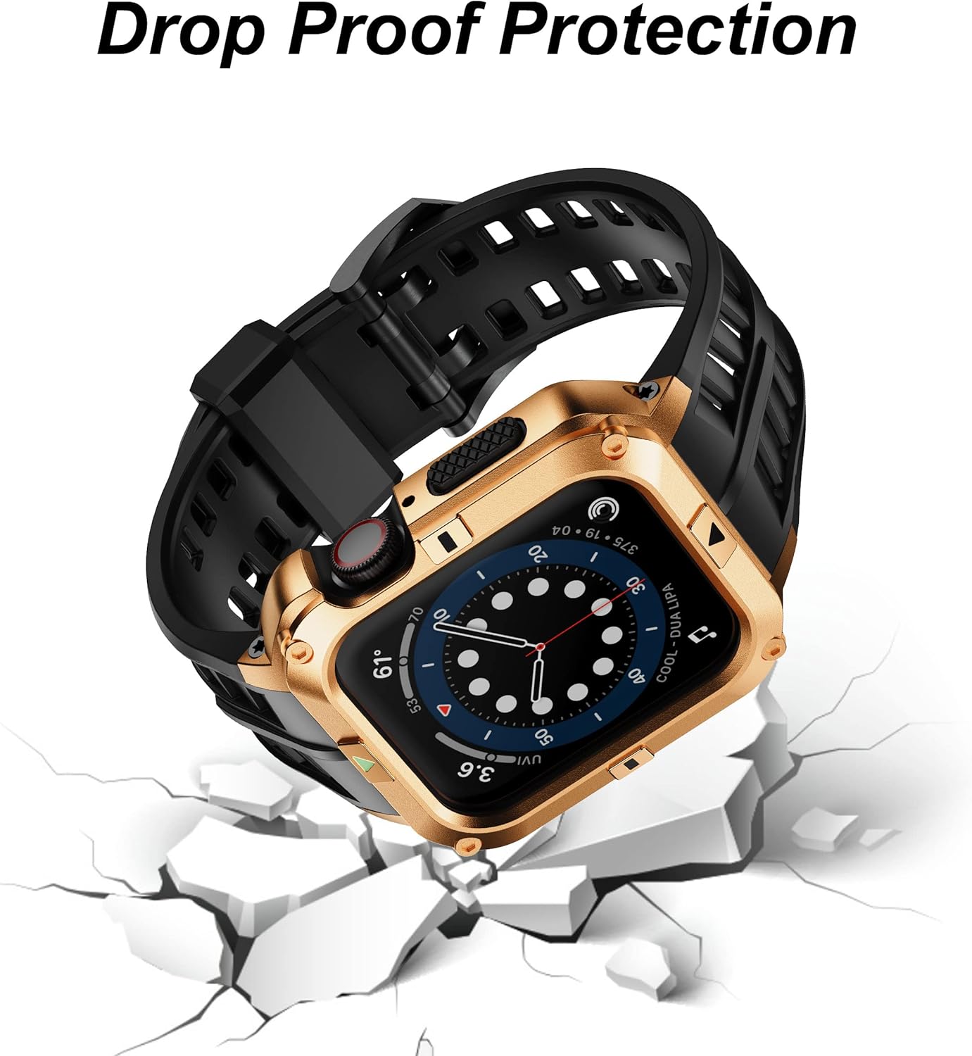 T-ENGINE Metal Case Compatible with Apple Watch Series 7/8/9 (45mm) for se Series 6/5/4 (44mm), One-Piece Metal Case with TPU Band for 45mm 44mm - Image 2