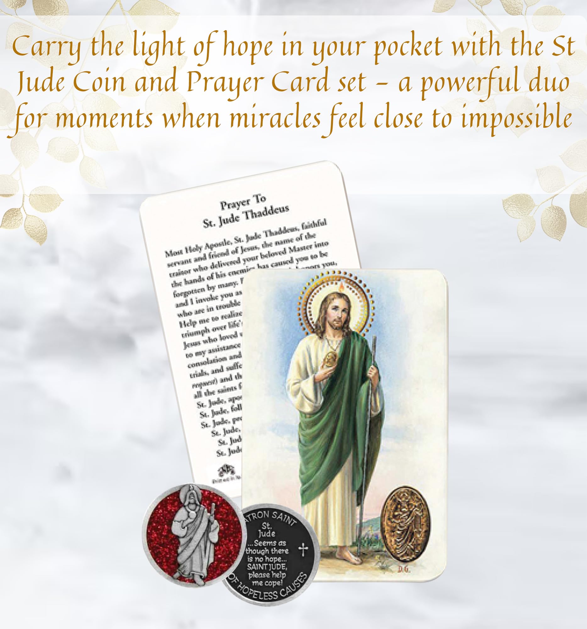 SAINT JUDE MEDAL In Prayer Laminated Prayer Card Pray For Us Jewelry - Foto 9