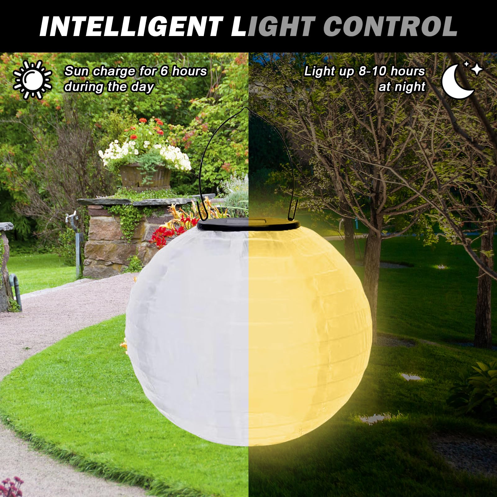 Lanterne solari LED solare da 20 cm, resistenti alle intemperie, luce bianca calda, per esterni e matrimoni, lanterna da giardino