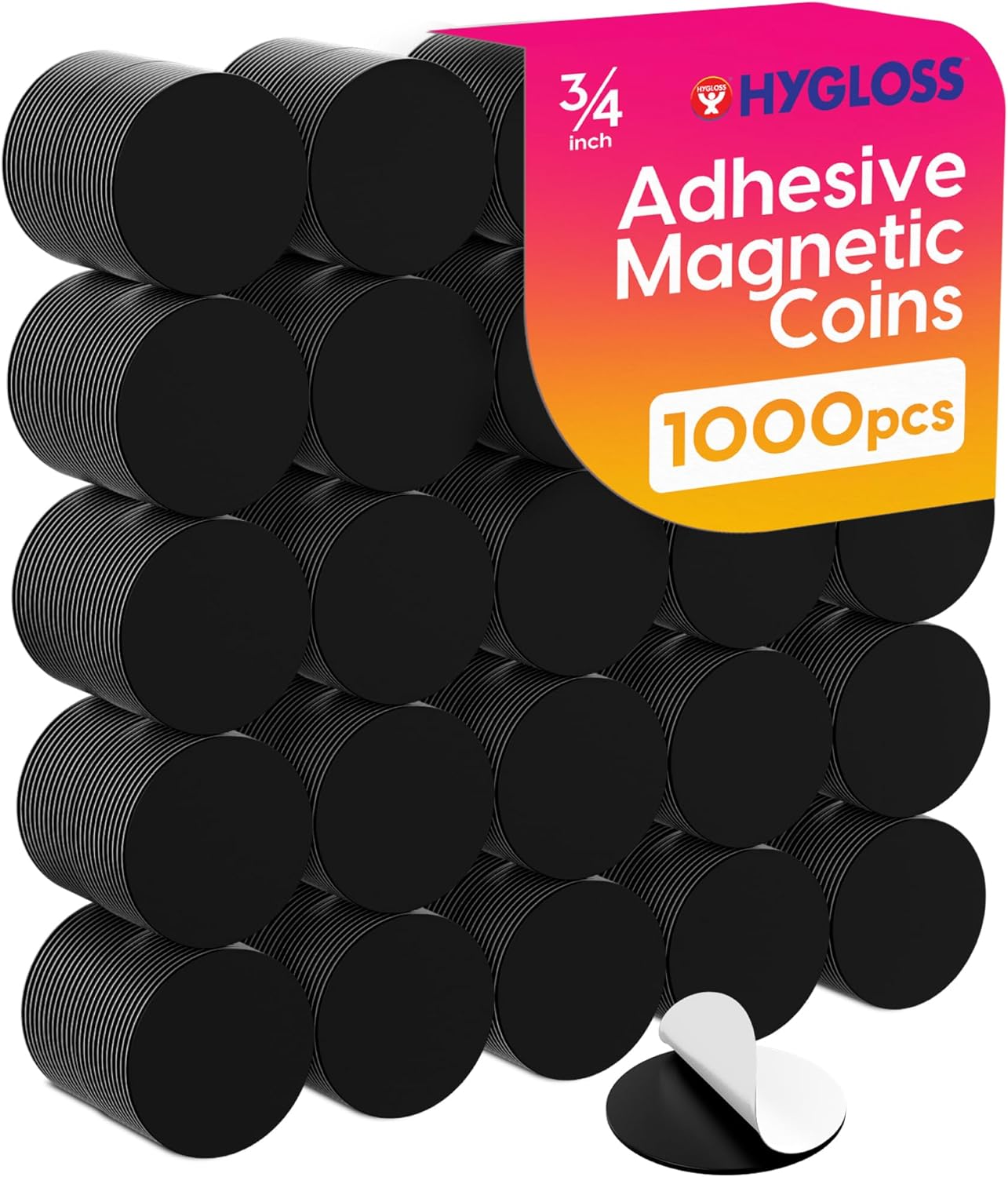 Hygloss 1000 Pcs Magnetic Dots with Adhesive Backing – 3/4-Inch Round Sticky Magnet Dots – Small Magnets for Crafts – Thin Flat Circle Magnetic Stickers for Fridge, Classroom, Whiteboard, Pictures