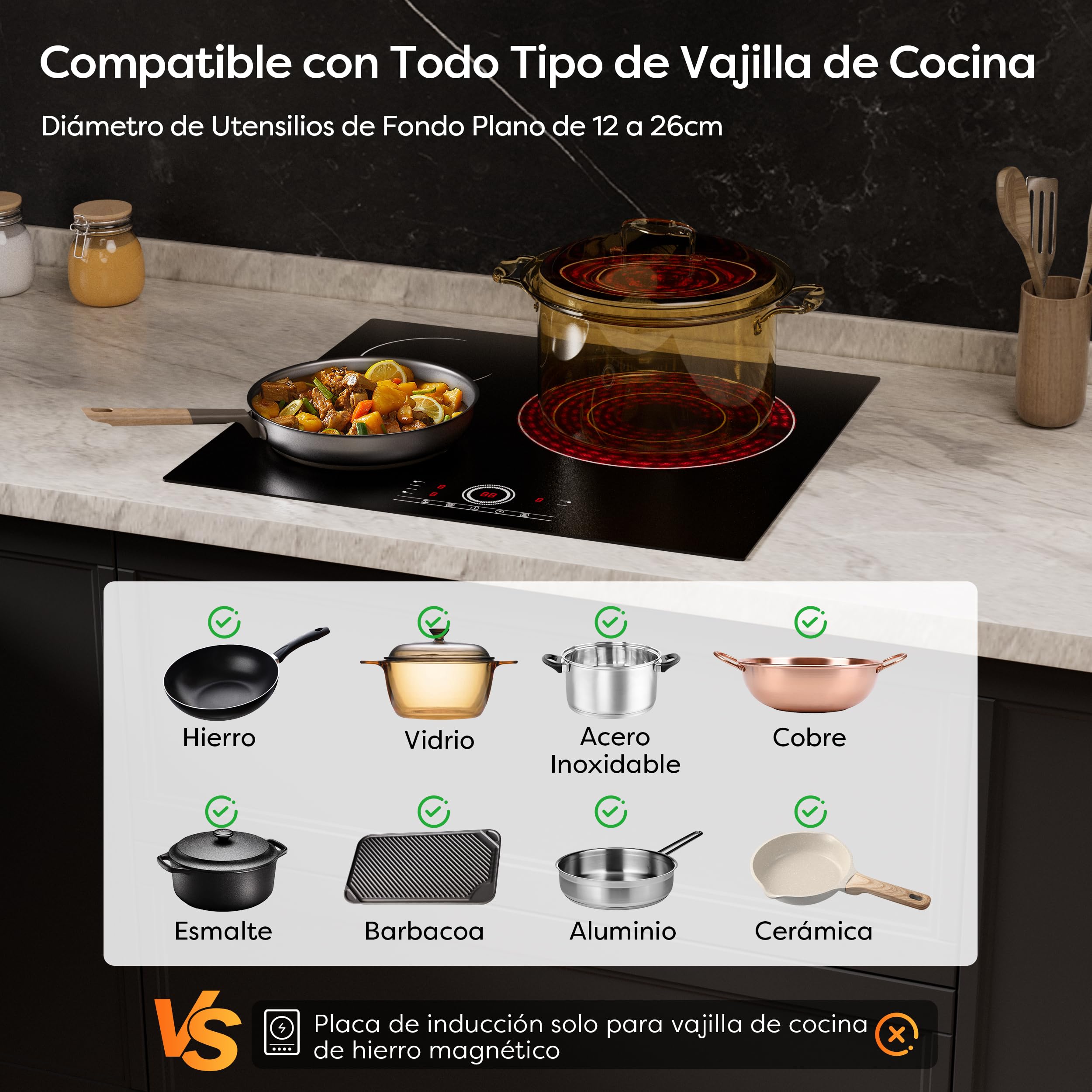 CDV Placa Vitrocerámica 3 Fuegos 59 cm 5700 W