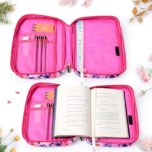 Miniatura 3 de G-LEAF Funda para biblia o libro, funda para la Biblia para mujeres y niñas, bolsas de cubierta de la Biblia con patrón floral con asa para Biblia