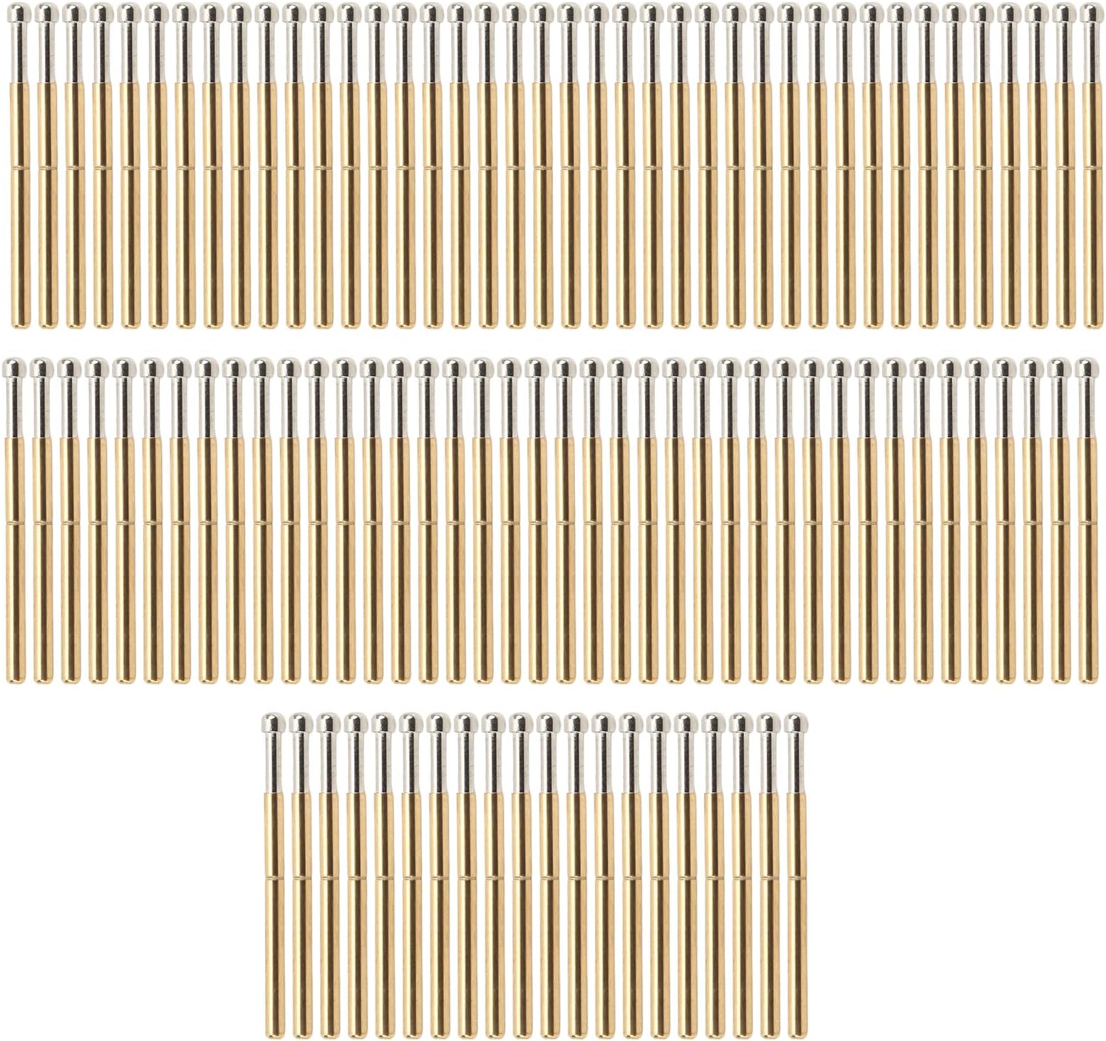 Tyenaza 100Pcs Spring Probe Pins, Brass Big Round Head Type P125‑D Electronic Component Test Needle Probe Pogo Pin Use to Test Through-Hole Component