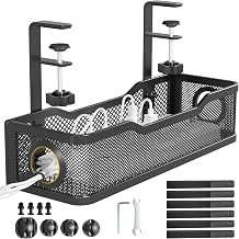 Cinati Underdesk Cable Management Tray Black Wire Organizer No Drill Cable Tray with Clamp for Wire Management Cord Organizer for Office and Home - No Damage to Your Desk