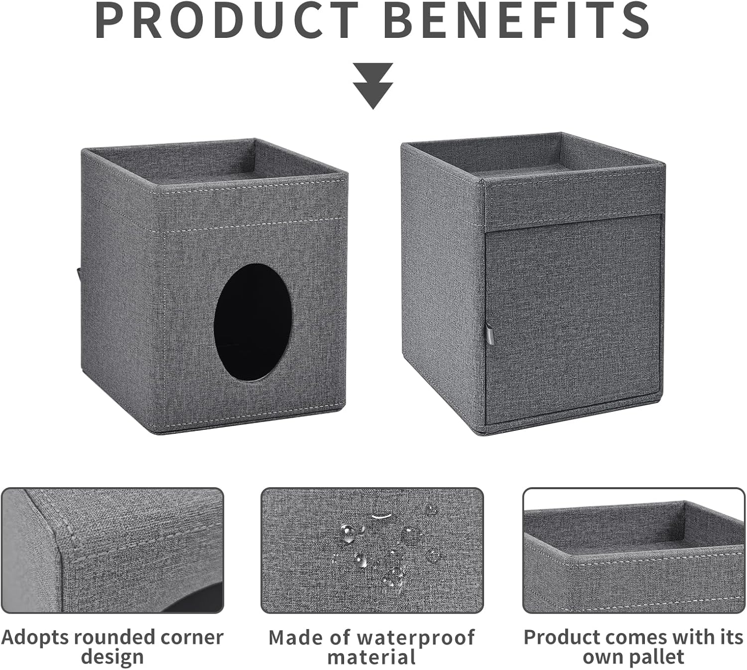 Tissue Box Cover with Storage Tray Square Tissue Box Holder PU Leather Facial Tissues Organizer Tray for Bathroom Vanity Bedroom Office Car,Stylish Napkin Caddy Decorative Organizer (Grey)