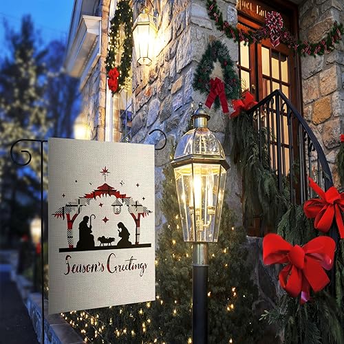 Miniatura 2 de Bandera de jardín de Navidad de 8 estilos para exteriores, bandera vertical de doble cara de 12 x 18 pulgadas, bandera de lino impresa con muñeco de