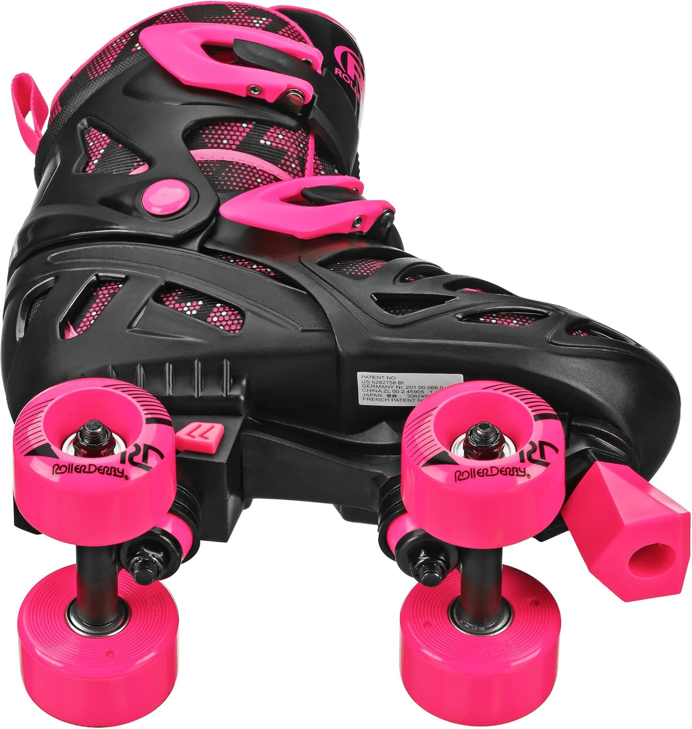 Roller Derby Trac Star Bundle Adjustable Skates for Kids, Beginners, Youth Black/Pink Size Large (3-6) + Roller Derby Guard Cruiser 3000 Tri-Pack Protective Pads, Youth, Black/Pink