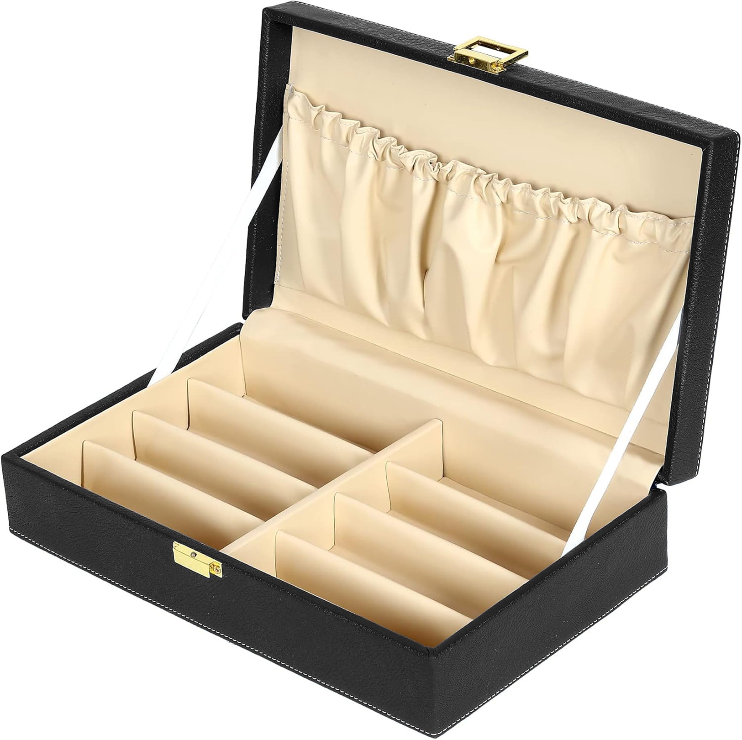 Sunglasses Specs Spectacle Eyewear Goggles Organizer Box Case 8 Slots PU Leather Sunglass Shades Holder Cover Pouch Organiser Box Chasma For Men and Women Black-image-23