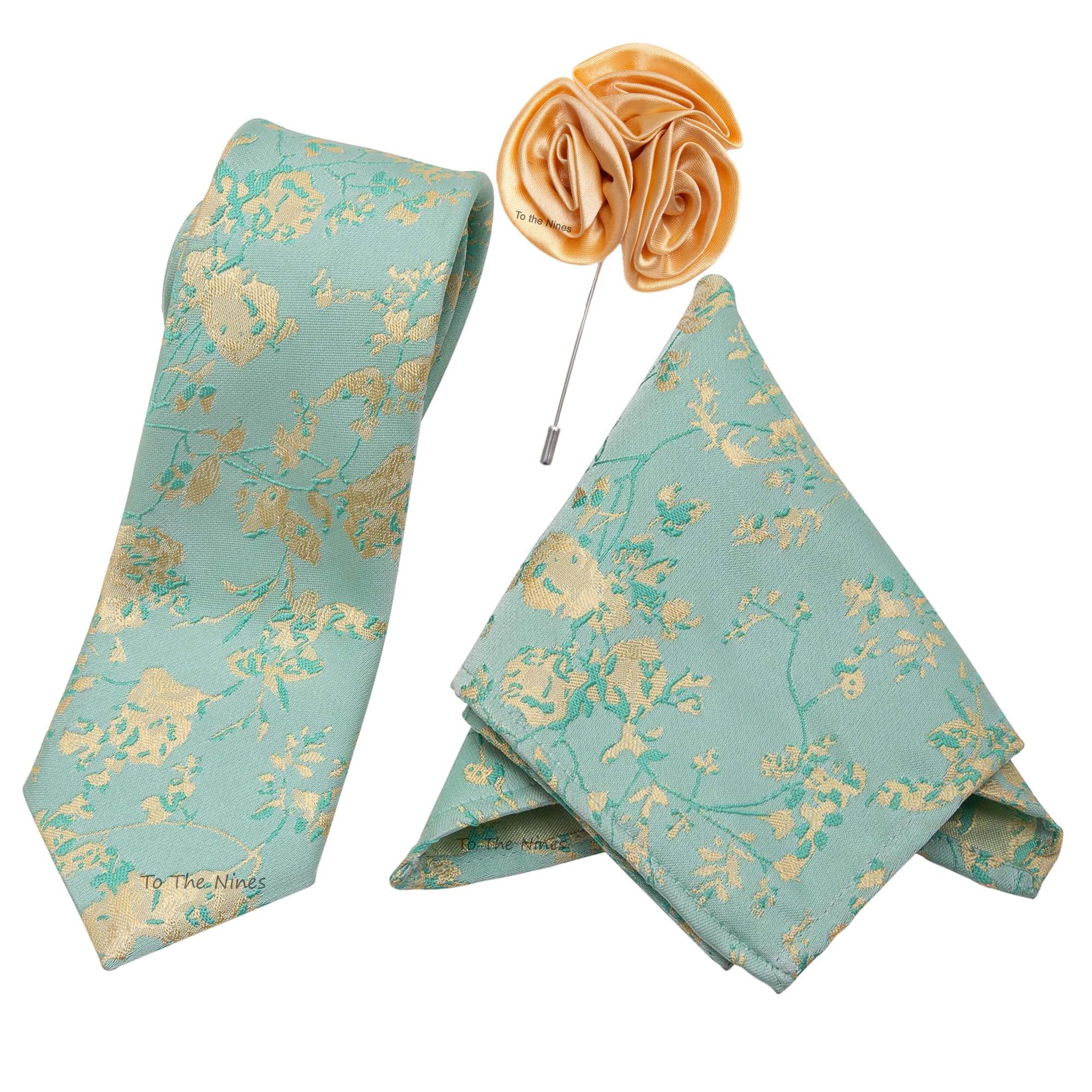 to the nines Men's Green Tie, Pocket Square & Lapel Pin-picture-17