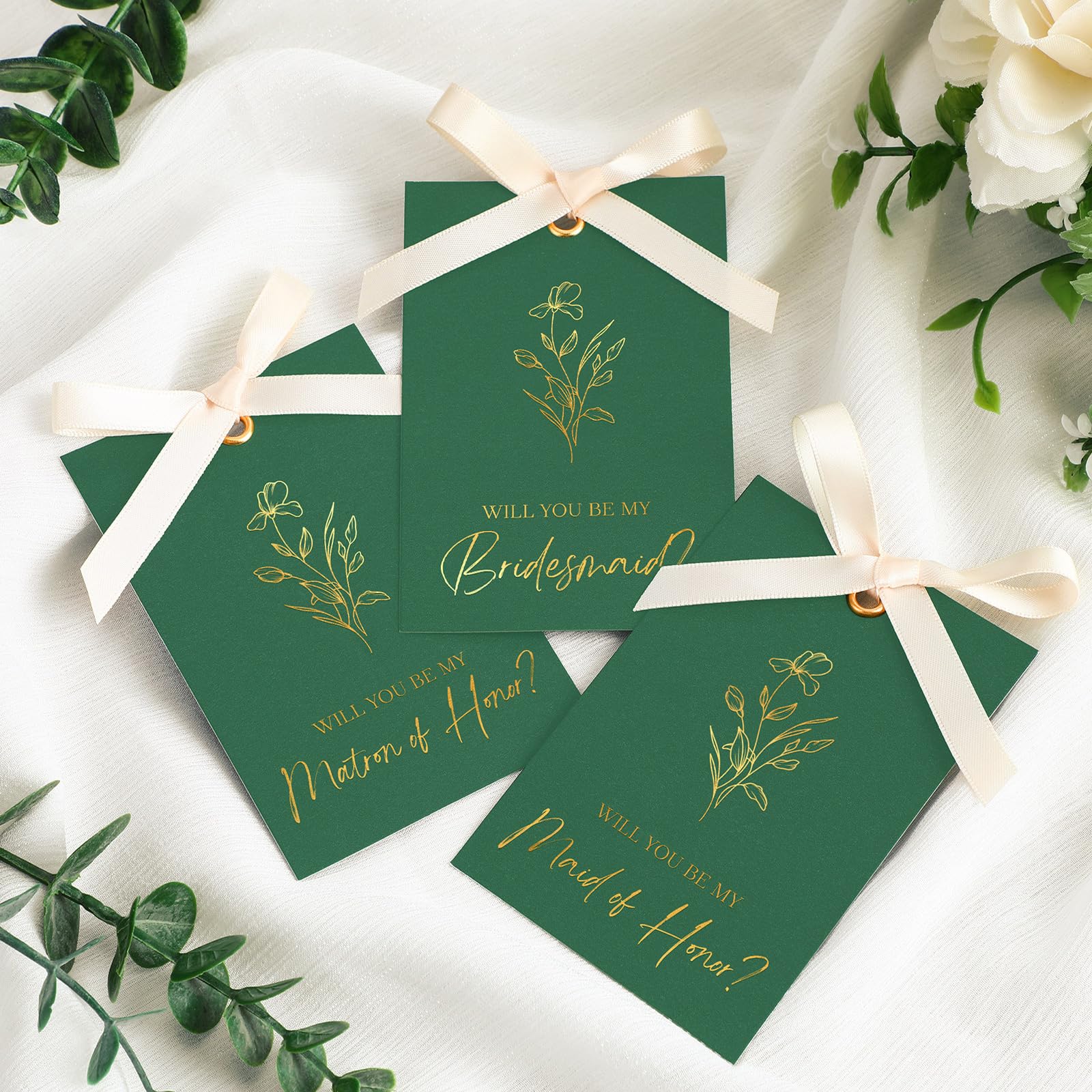 Humyoun 11 Pcs Bridesmaid Proposal Card with Ribbon Bow Floral Metallic Bridal Gift 8 Will You Be My Bridesmaid 2 Maid of Honor 1 Matron of Honor