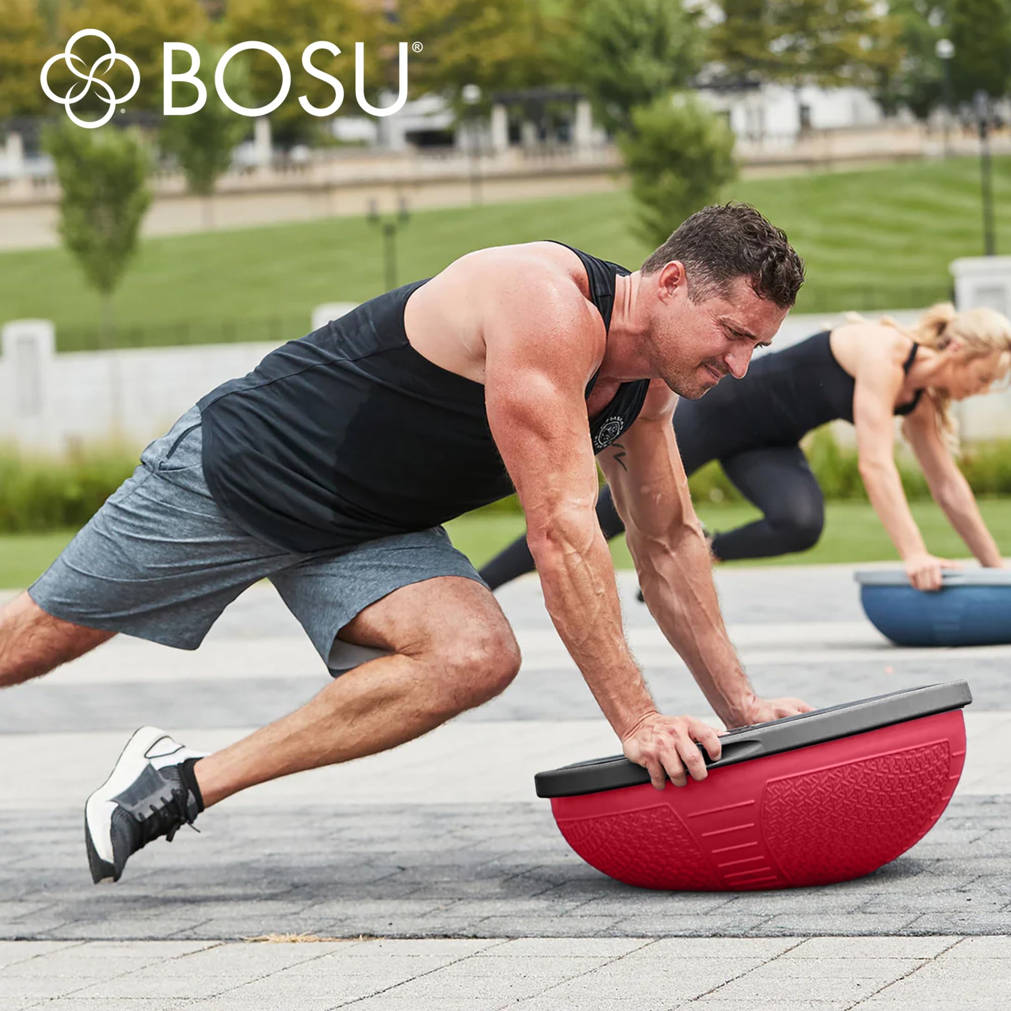 Bosu Half Ball Home Balance Trener do ćwiczeń siłowych i elastycznych z wytrzymałym materiałem odpornym na rozerwanie i pompką ręczną