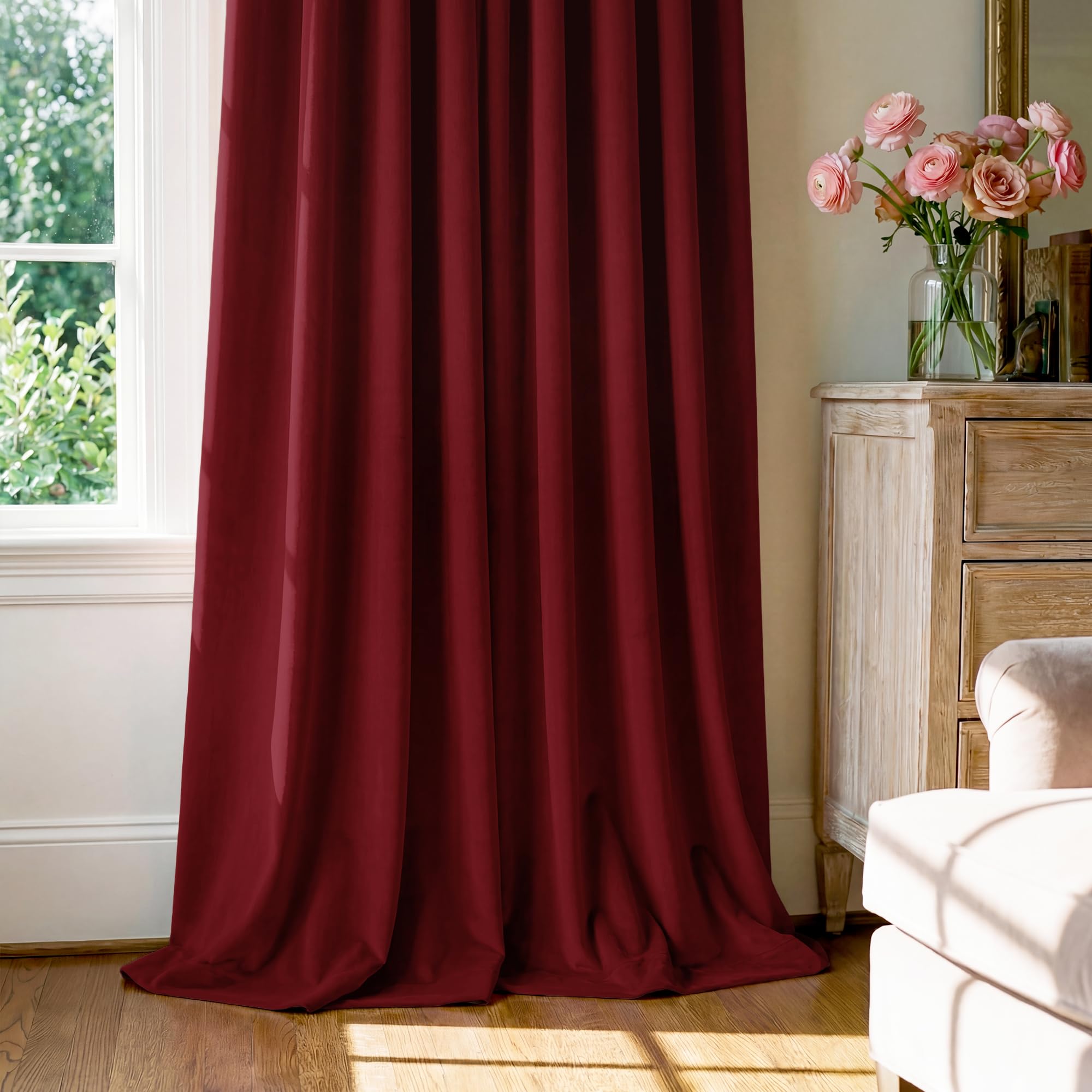 StangH Lot de 2 Panneaux de Rideaux en Velours Doux et épais – Rideaux décoratifs en Velours Doux et épais – Protection de l'intimité pour Chambre Principale et Halloween, 132,1 x 213,4 cm, Rouge