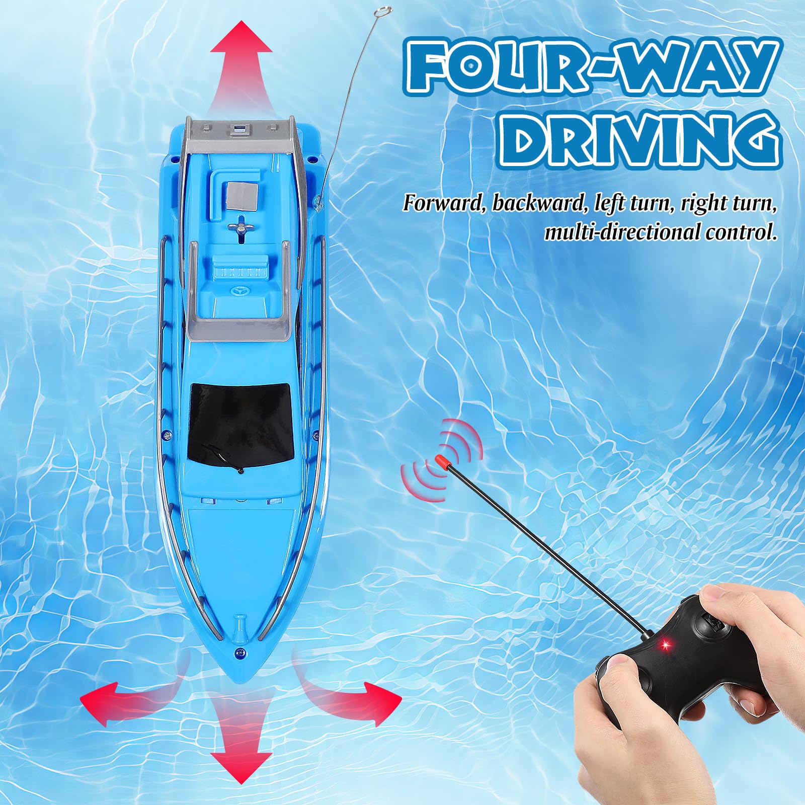 Vaguelly 1 Jeu Bateau Télécommandé Piscine pour Enfants De 4 à 8 Ans Jouet Bateau De Bain Jouet De Bain Piscine Garçon De Plage Portable à Vitesse