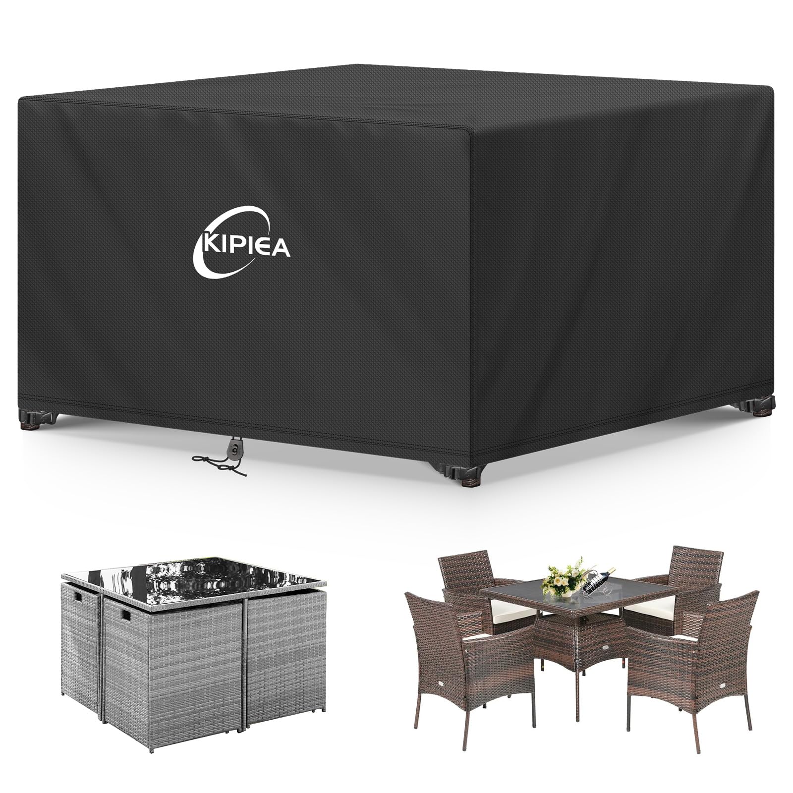 Kipiea Patio Furniture Covers Waterproof Winter, Heavy-Duty 420D Outdoor Patio Table Set Covers, Rectangular Outdoor Sectional Couch Covers (78" L x 58" W x 28" H) — view 27