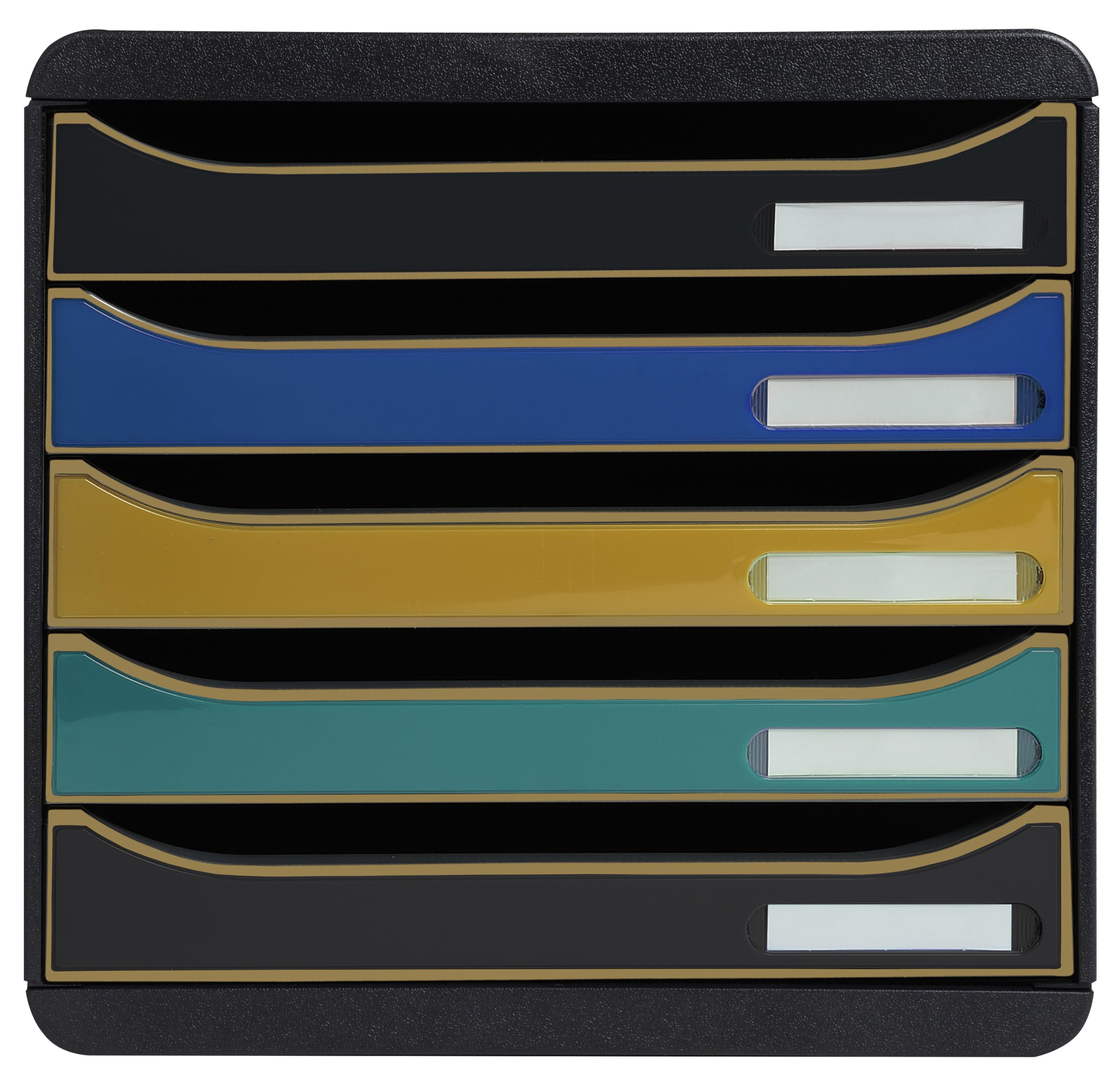 Exacompta Neo Deco Desktop Drawers Ps (Polystyrene) Assorted, Black 5 Drawers 27.8 X 34.7 X 27.1 Cm A4 Maxi