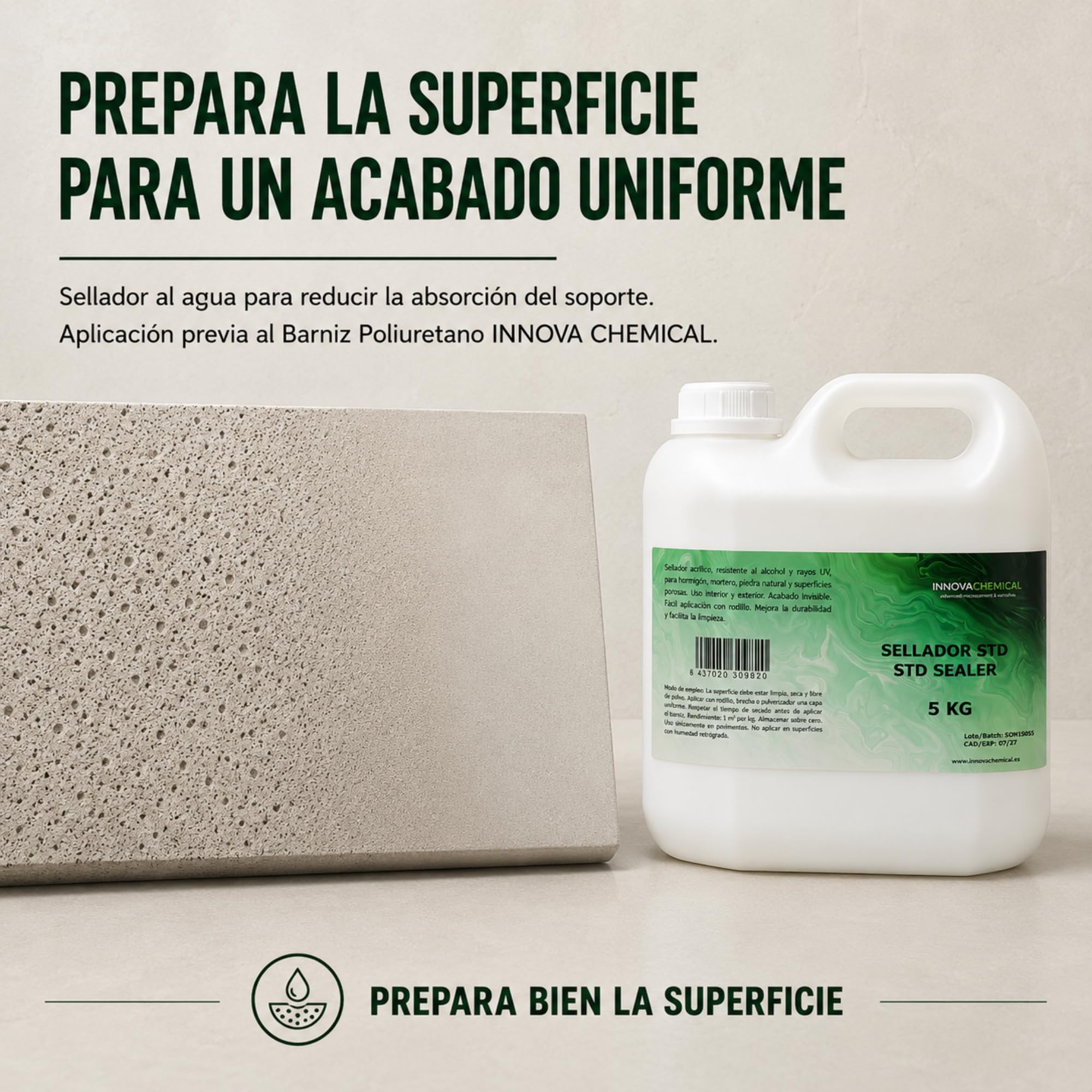Sellador al Agua 5kg para Microcemento Cemento Mortero y Madera