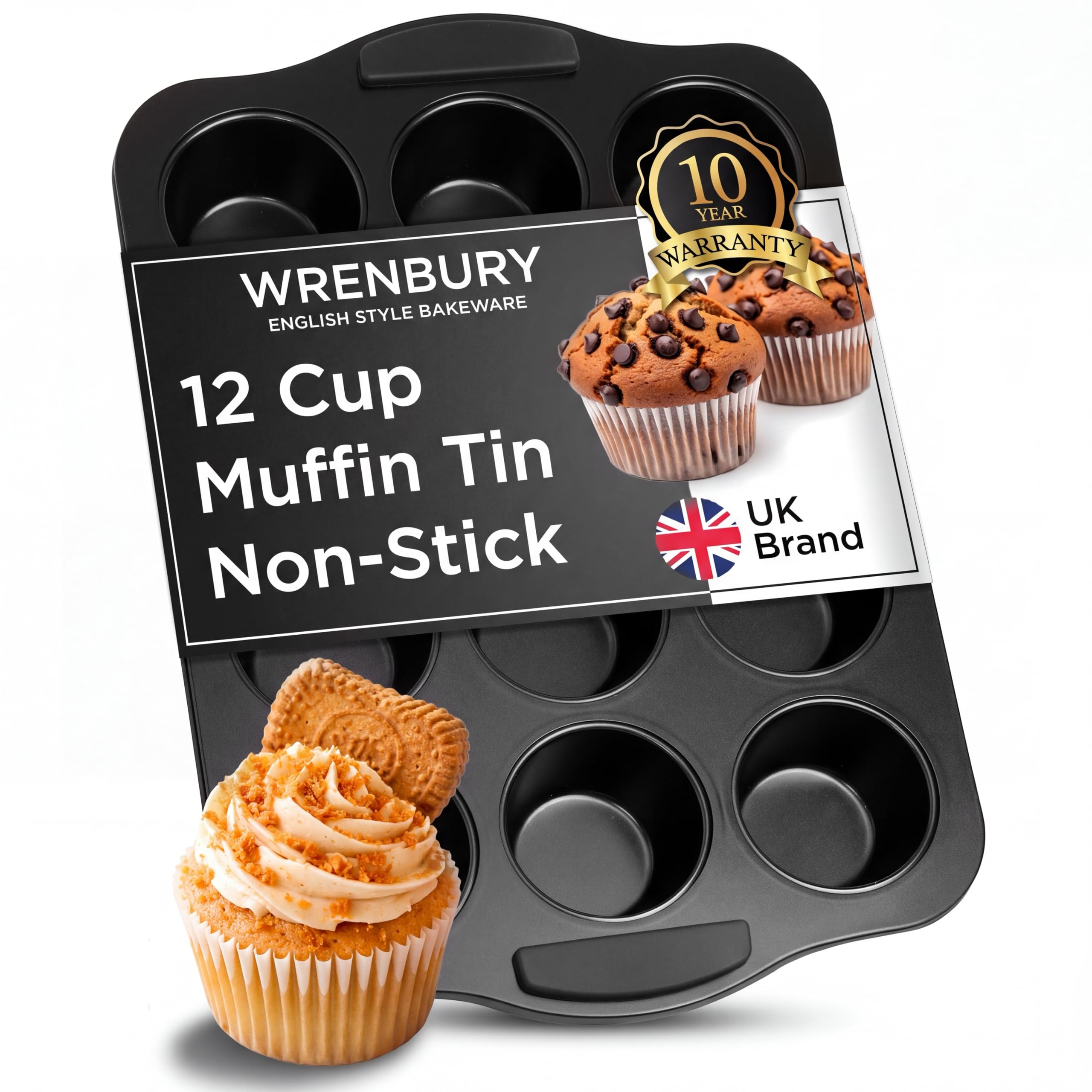 Wrenbury 12 Cup Nonstick Muffin Tin for Baking – Deep 7.5cm Cups