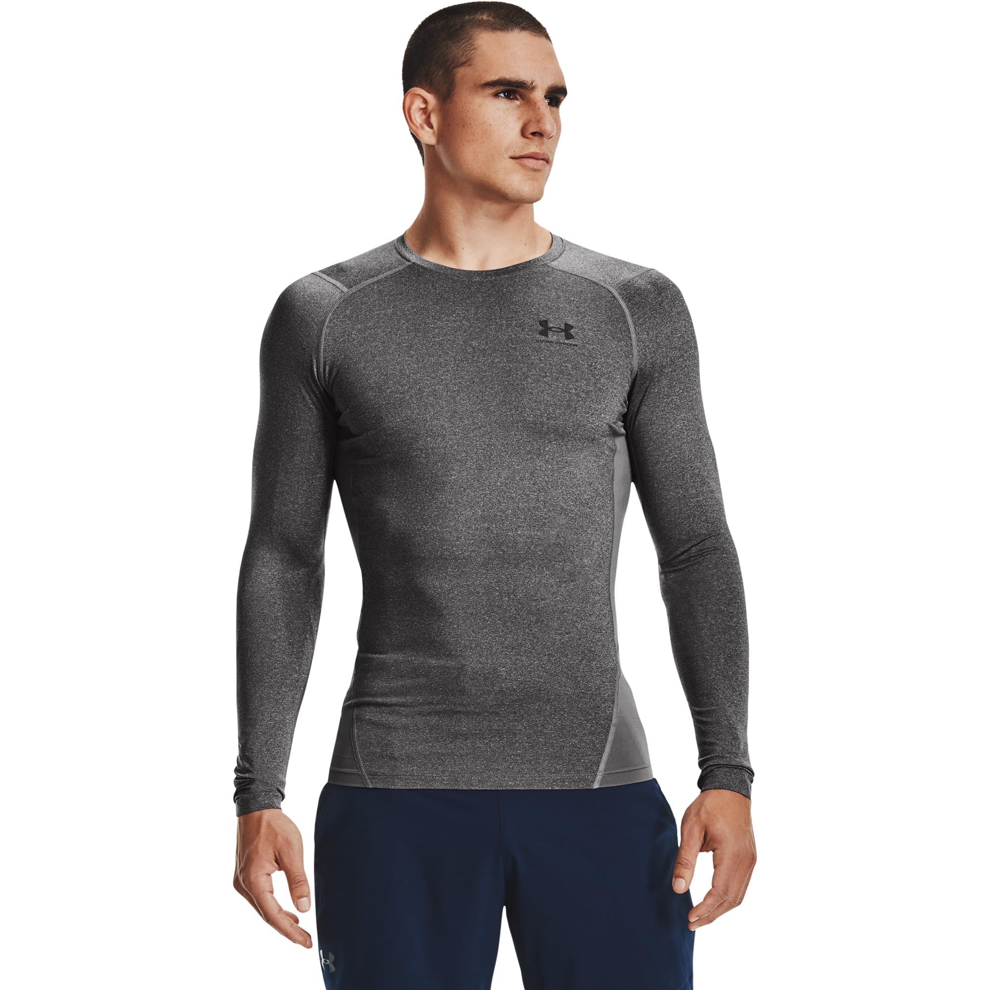 Under Armour Big & Tall Heatgear Armour Comp Long Sleeve Carbon Heather/Black Lg Tall
