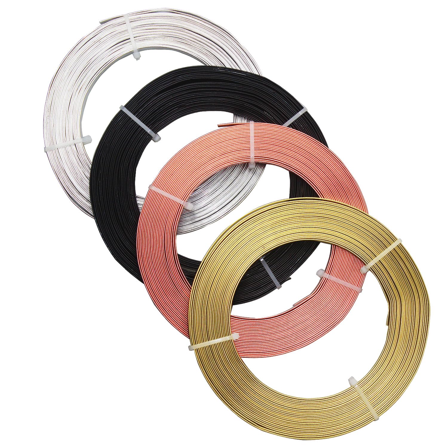 131 Feet Flat Jewelry Craft Wire, 5mm Bendable Meta Aluminum Wire for Sculpting, Armature, Jewelry Making (4 Colors)