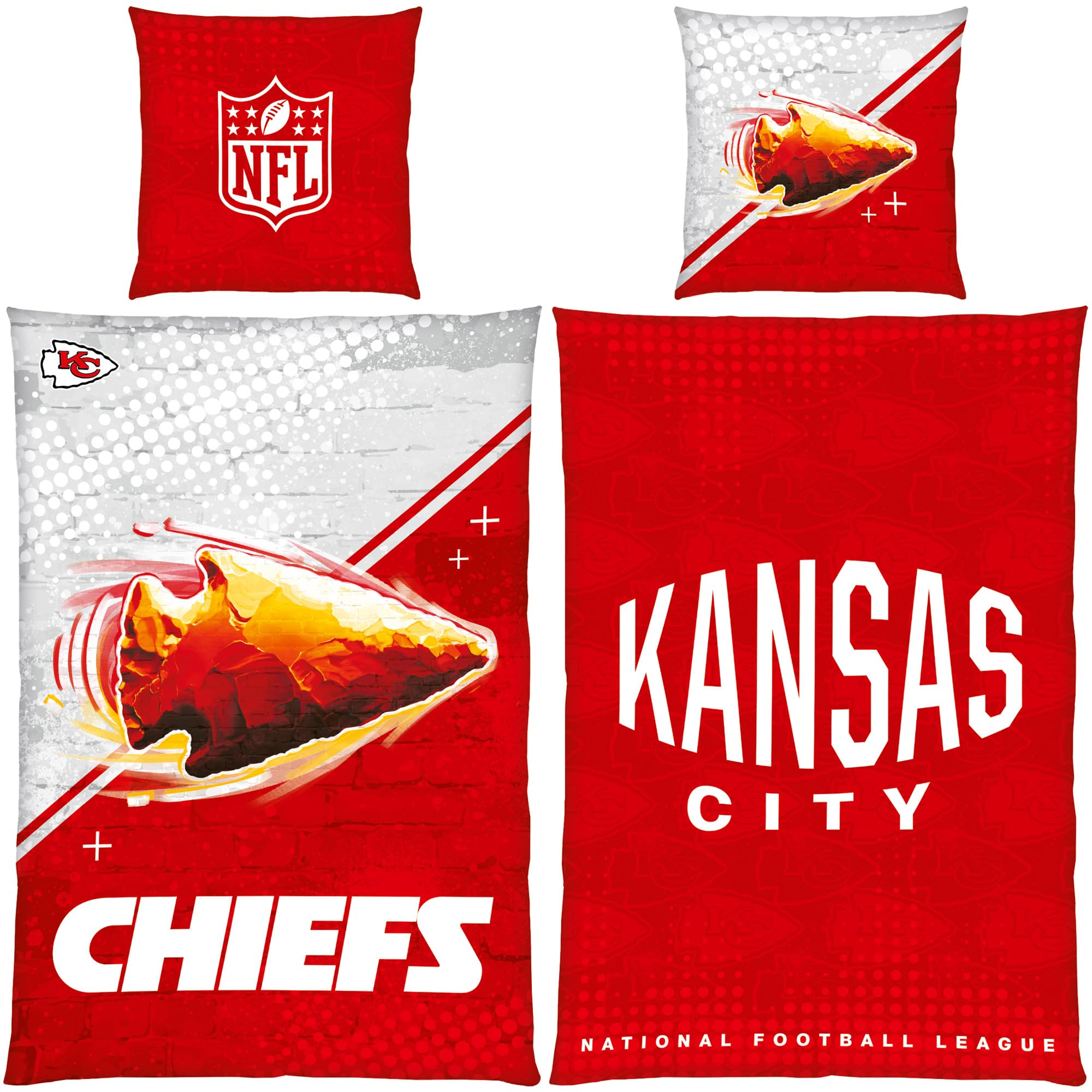 Parure de lit NFL Kansas City Chiefs 135x200 100% coton