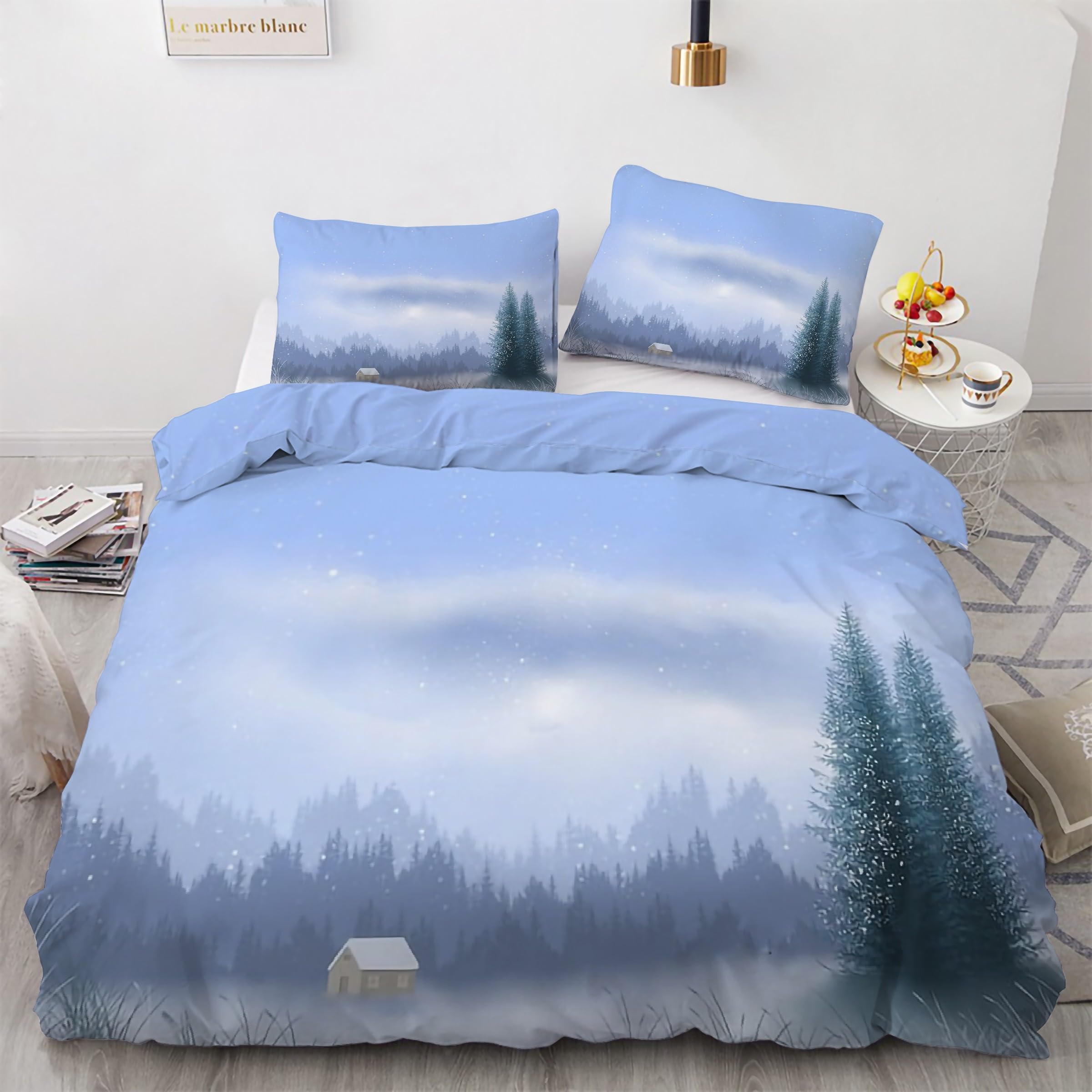 Housse de couette 160x200 cm facile à enfiler avec fermeture éclair et microfibre douce