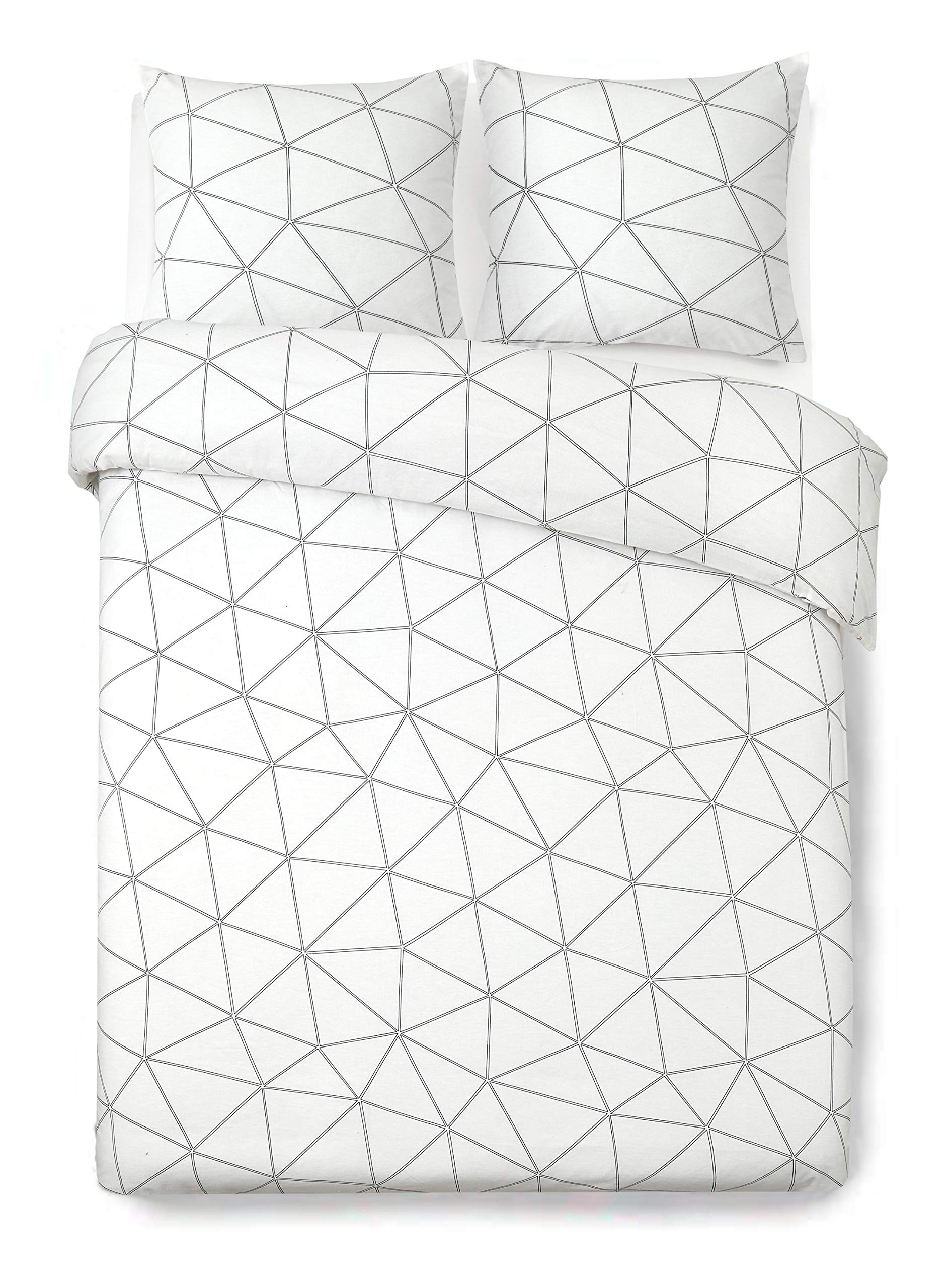 Vision Bettwäsche – Hugo weiß mit schwarzen Streifen – Bettbezug 240 x 220 cm mit 2 Kissenbezügen für Doppelbett – 100% Baumwolle