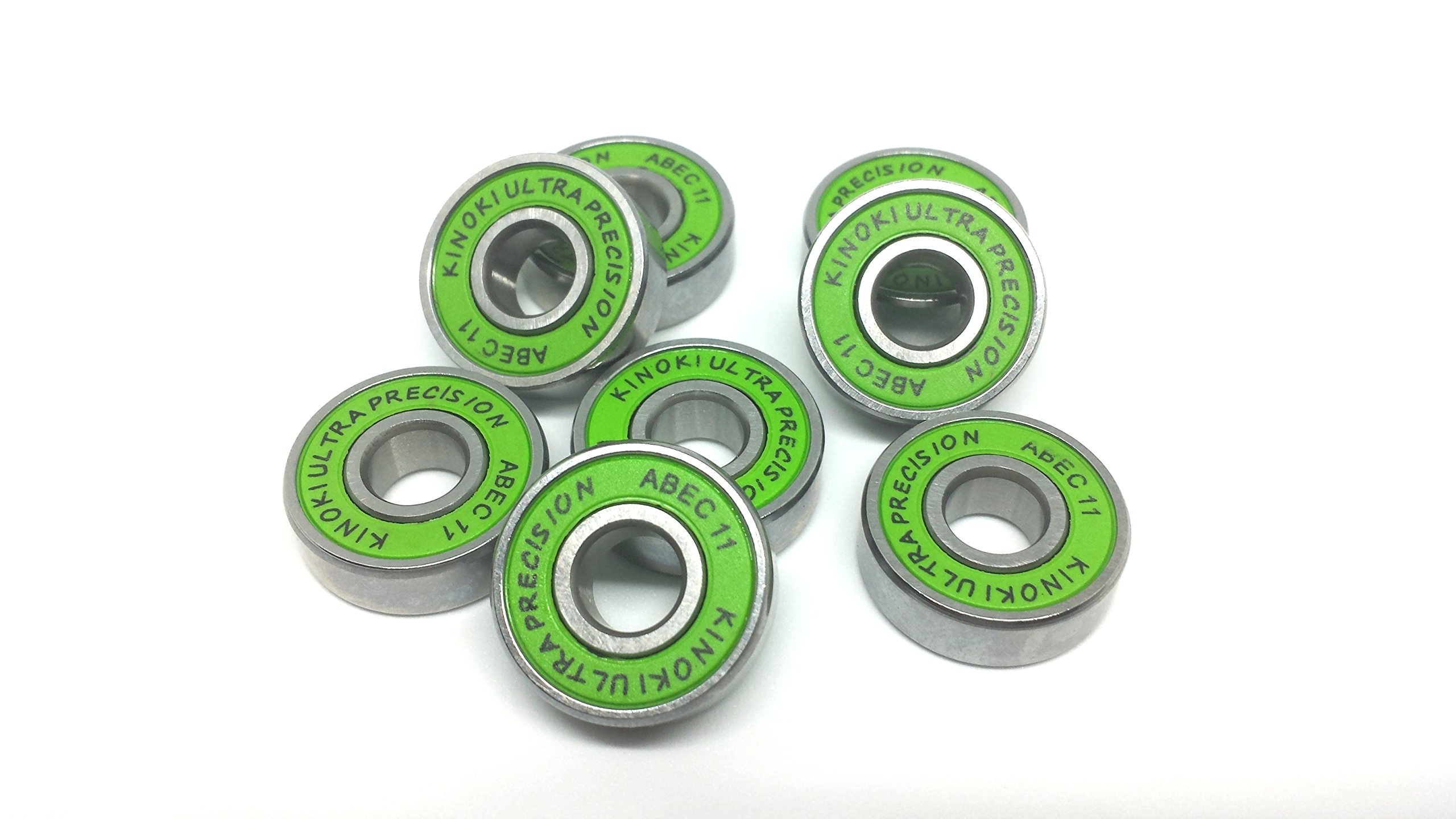 8 Kinoki Ultra Precision Abec 11 bearing set 608 Wheel bearing Skateboard scooter Quad inline Roller skate (8 bearings)