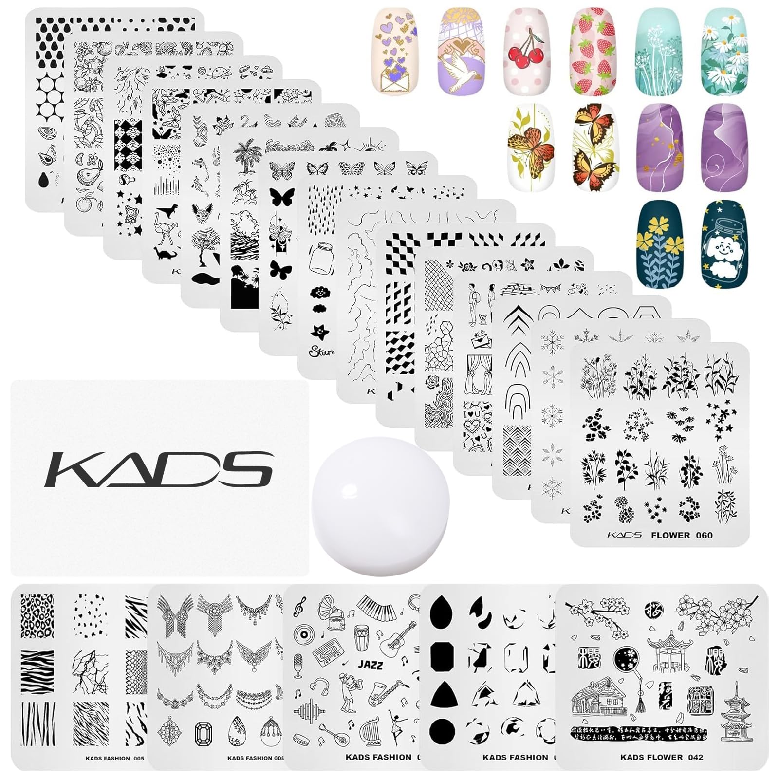 KADS 20Pcs Nail Stampig Plates with Stamper and Scraper Kit Nail Stamp Template Stencil Nail Art Design DIY Tool