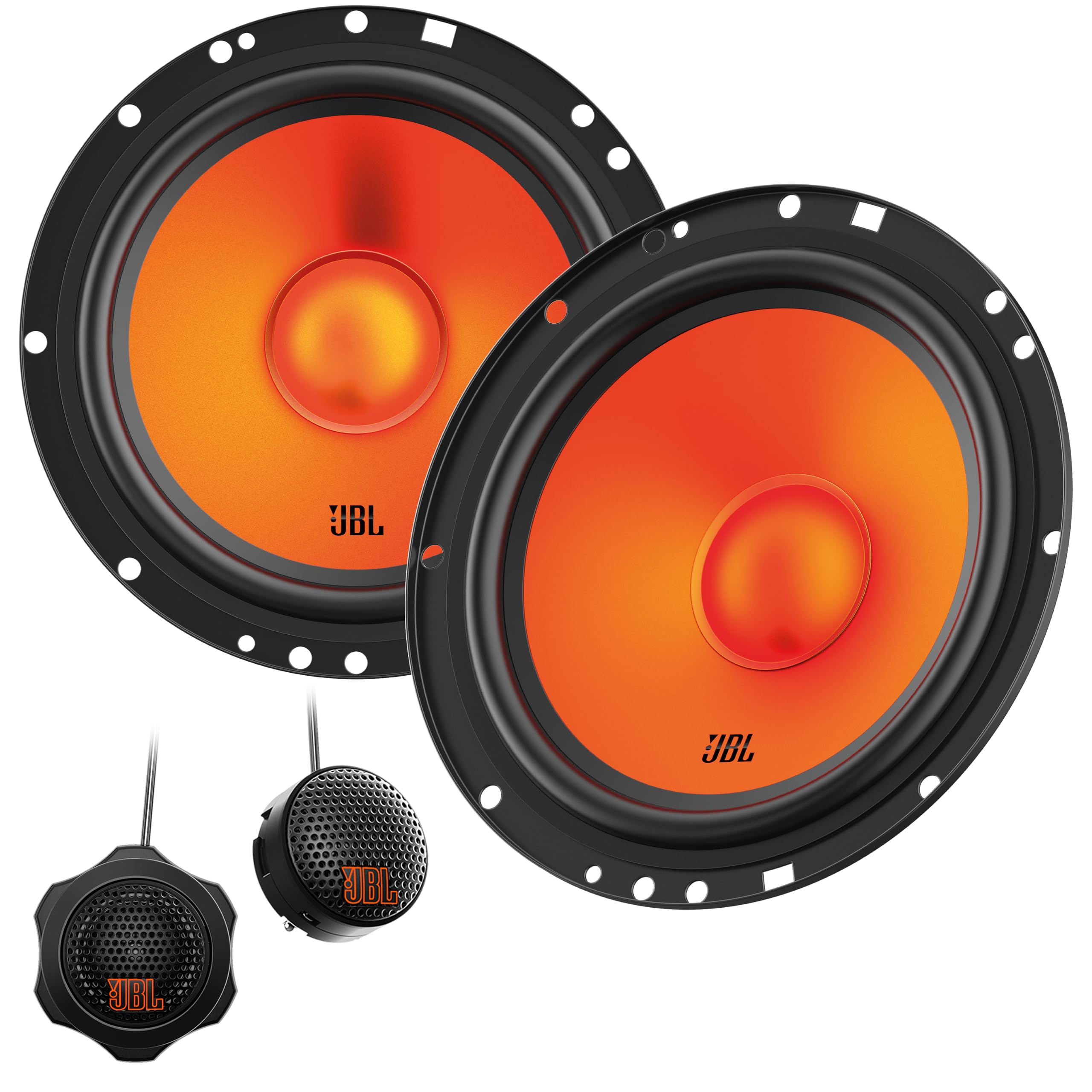 JBLStage1 GEN2 62CF – 6.5 Inch (165mm) 2-Way Component Car Speakers – 80W RMS – 240W Peak – Set of 2 Woofers + 2 Tweeters Audio – With Grilles – Compact Fit – OEM Upgrade