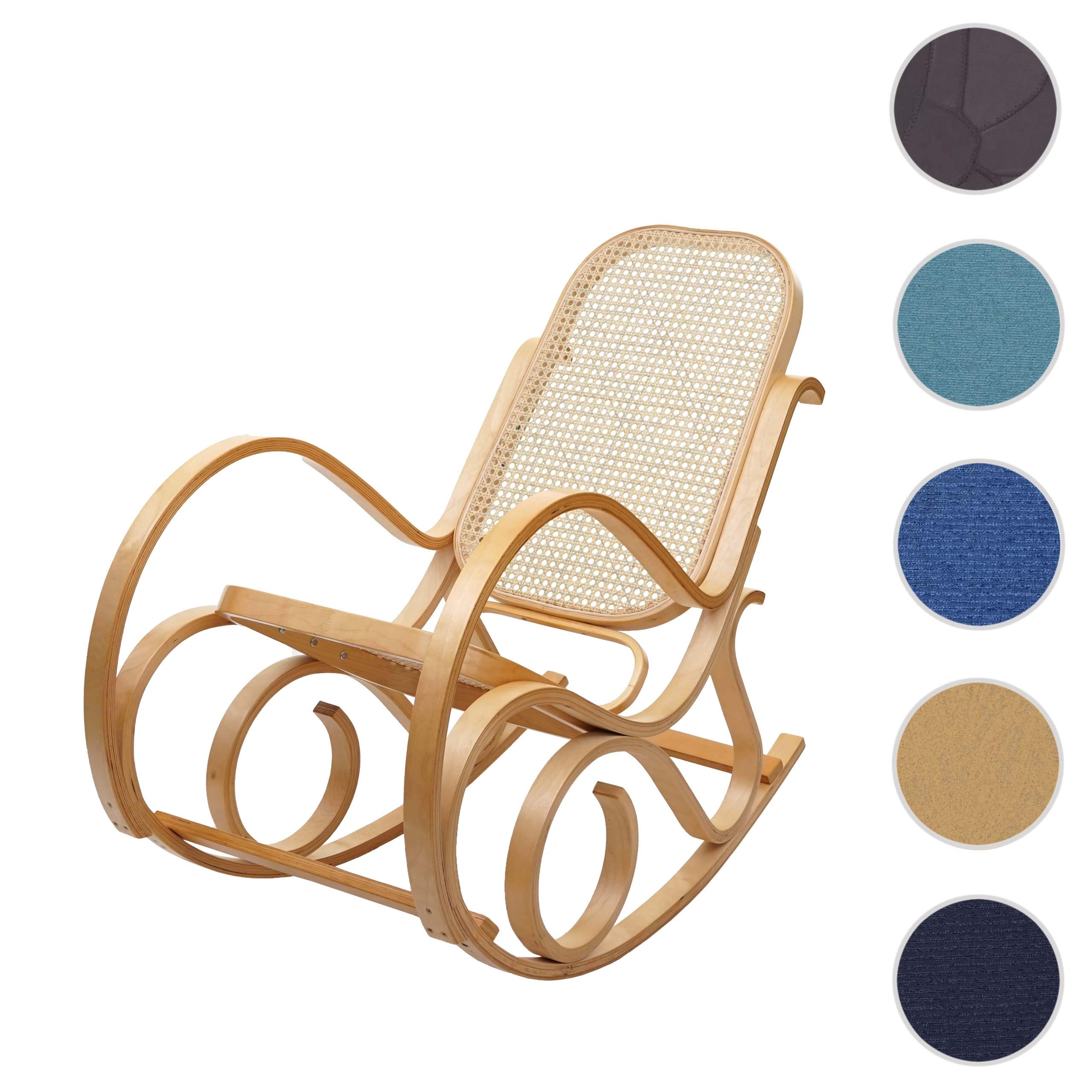 Mendler Sedia a Dondolo Classica Elegante M41 Legno Chiaro Seduta Rattan