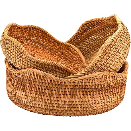 Peohud Wicker Fruits Bread Baskets